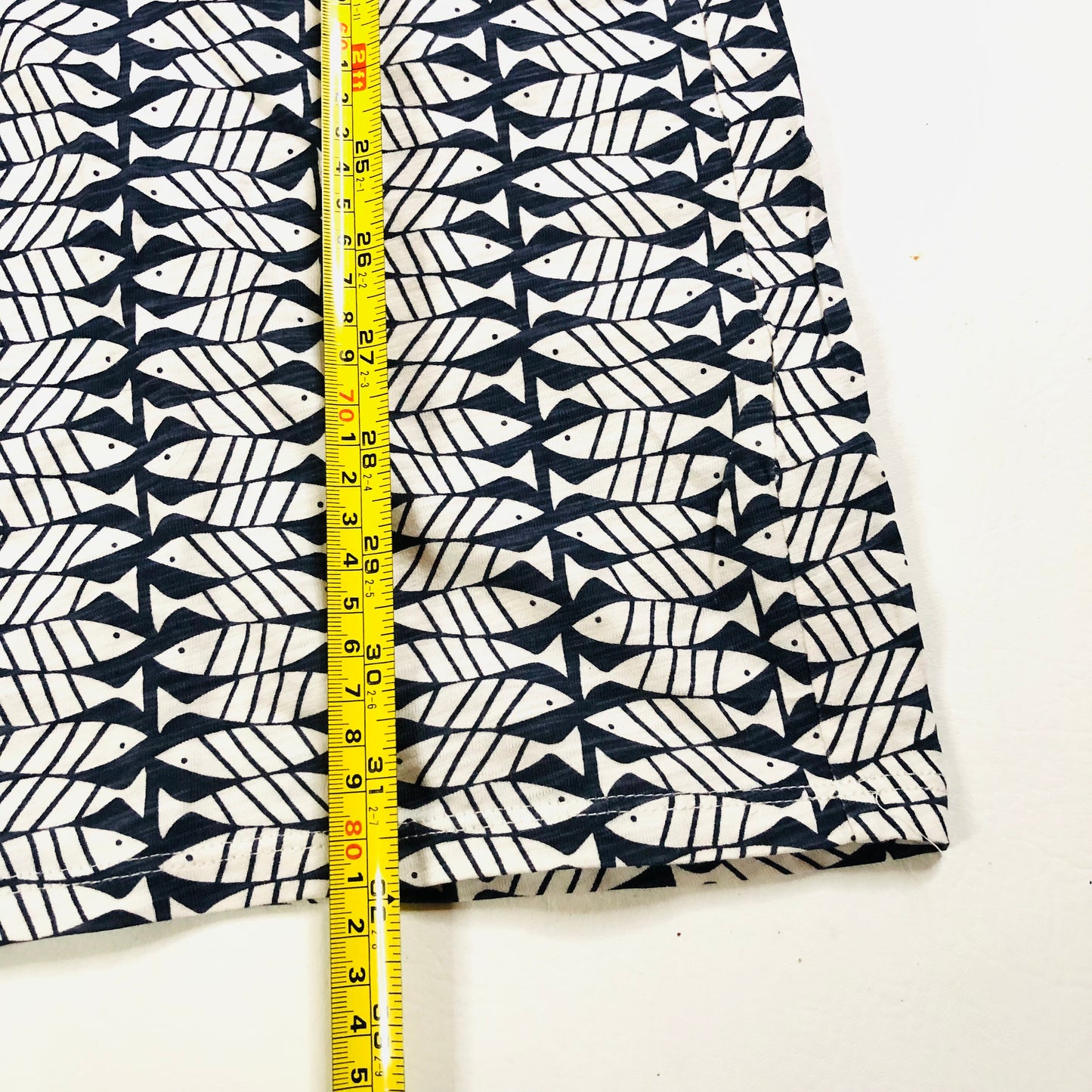 White Stuff Navy Blue & White Fish Print Pippi Summer Mini Dress Tunic Size 14
