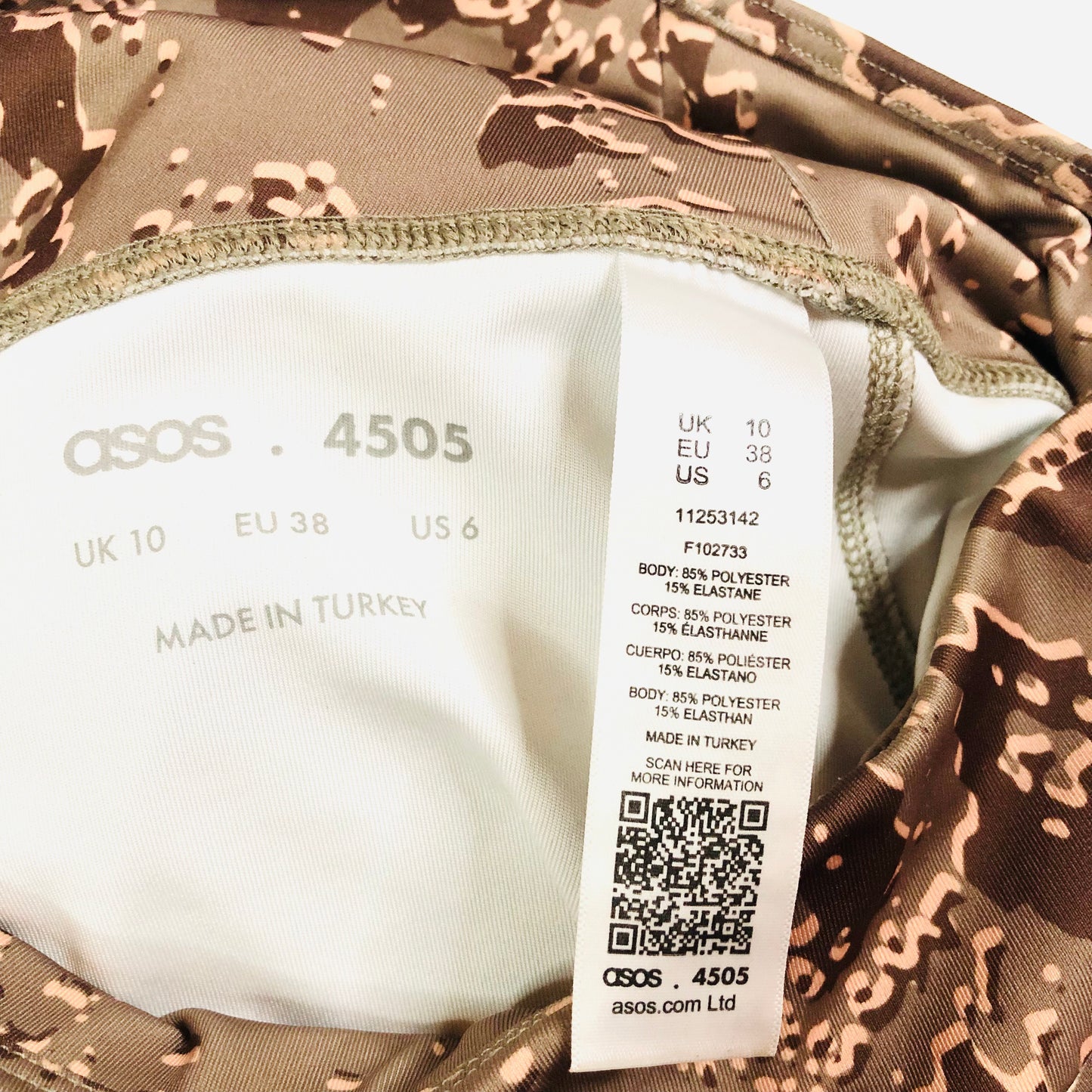 Asos 4505 Brown Animal Snakeskin Print Activewear Leggings Size 10