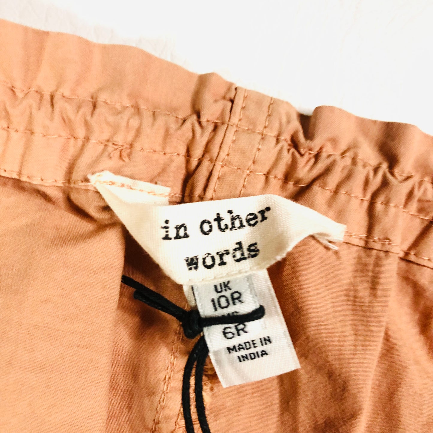 In Other Words (River Island) Pale Orange Floral Beaded Baggy Cargo Utility Parachute Pants Size 10