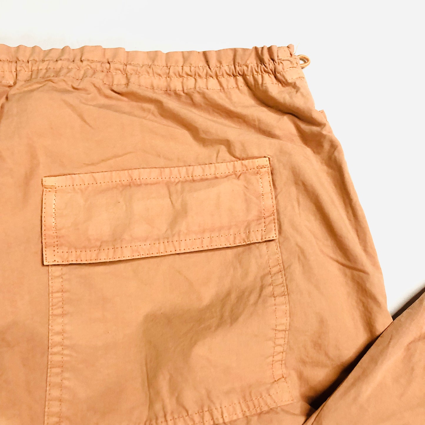 In Other Words (River Island) Pale Orange Floral Beaded Baggy Cargo Utility Parachute Pants Size 10