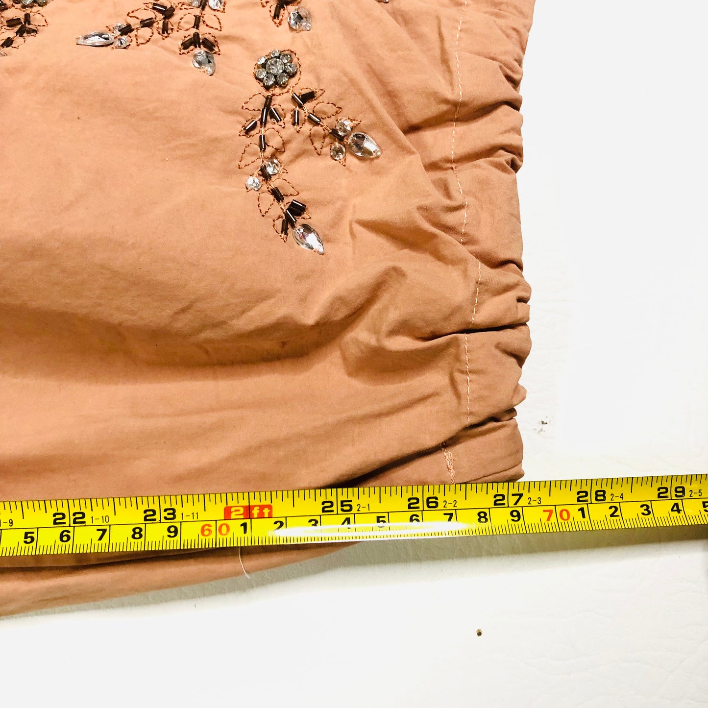 In Other Words (River Island) Pale Orange Floral Beaded Baggy Cargo Utility Parachute Pants Size 10