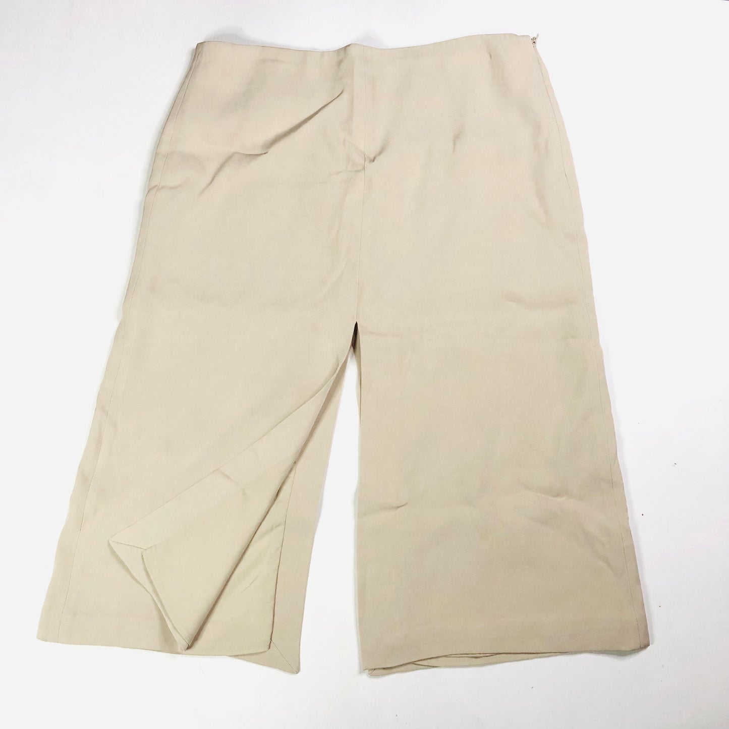 Massimo Dutti Beige Cream Micro Twill Split Midi Skirt Size Large NEW
