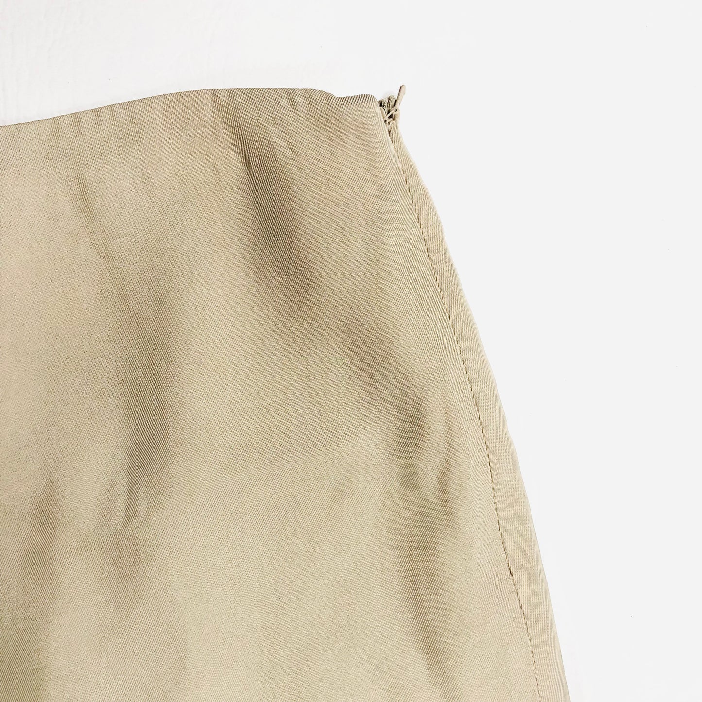 Massimo Dutti Beige Cream Micro Twill Split Midi Skirt Size Large NEW