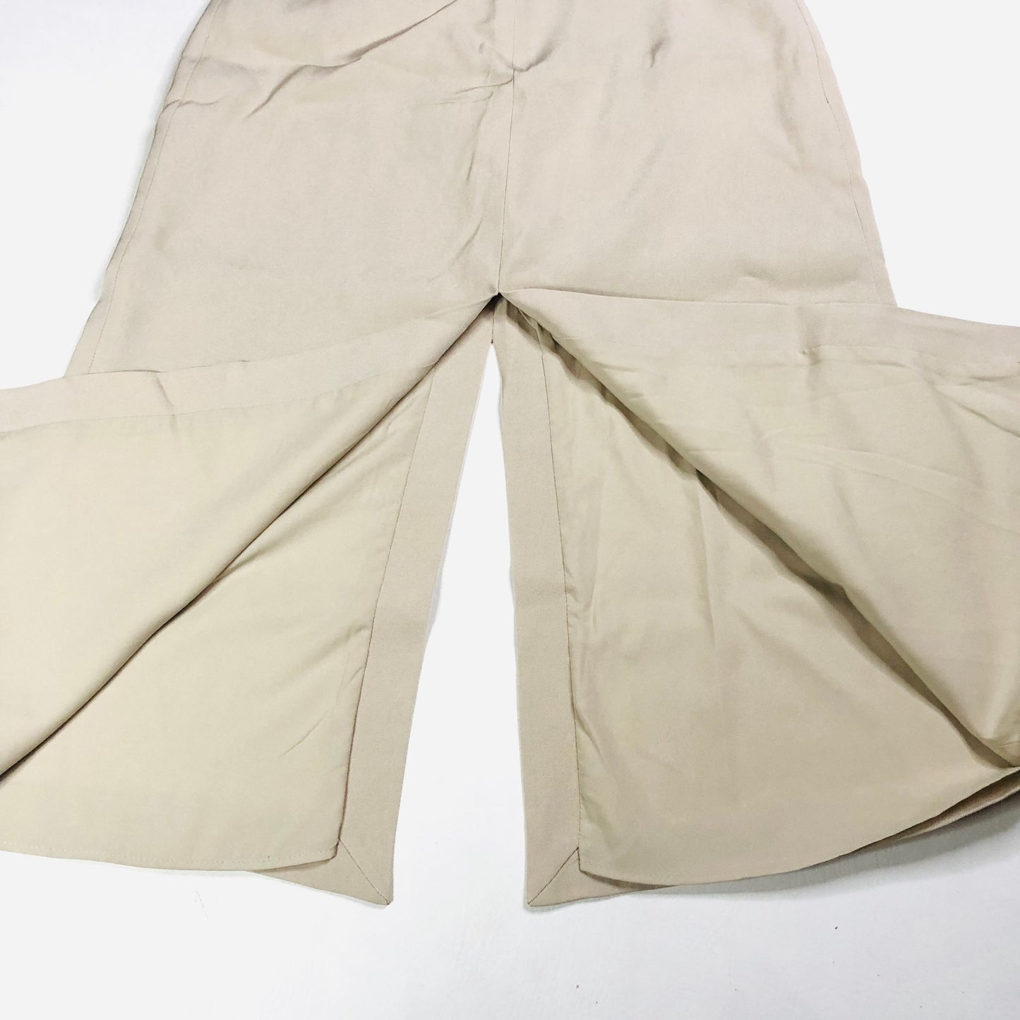 Massimo Dutti Beige Cream Micro Twill Split Midi Skirt Size Large NEW