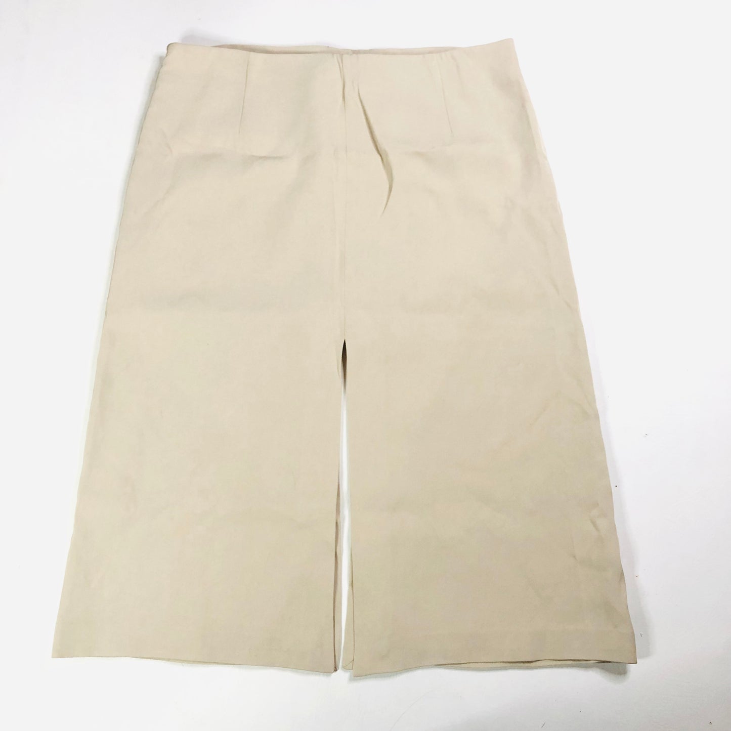 Massimo Dutti Beige Cream Micro Twill Split Midi Skirt Size Large NEW
