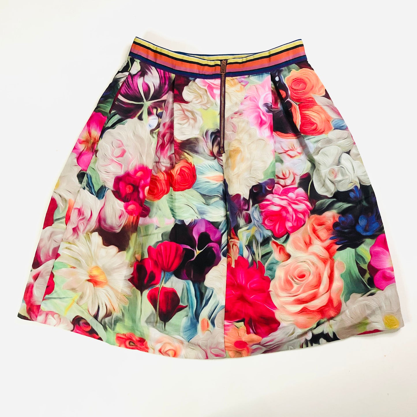 Ted Baker Kaideen Multi Coloured Floral Summer A-Line Mini Skirt Size 0 (6/8)