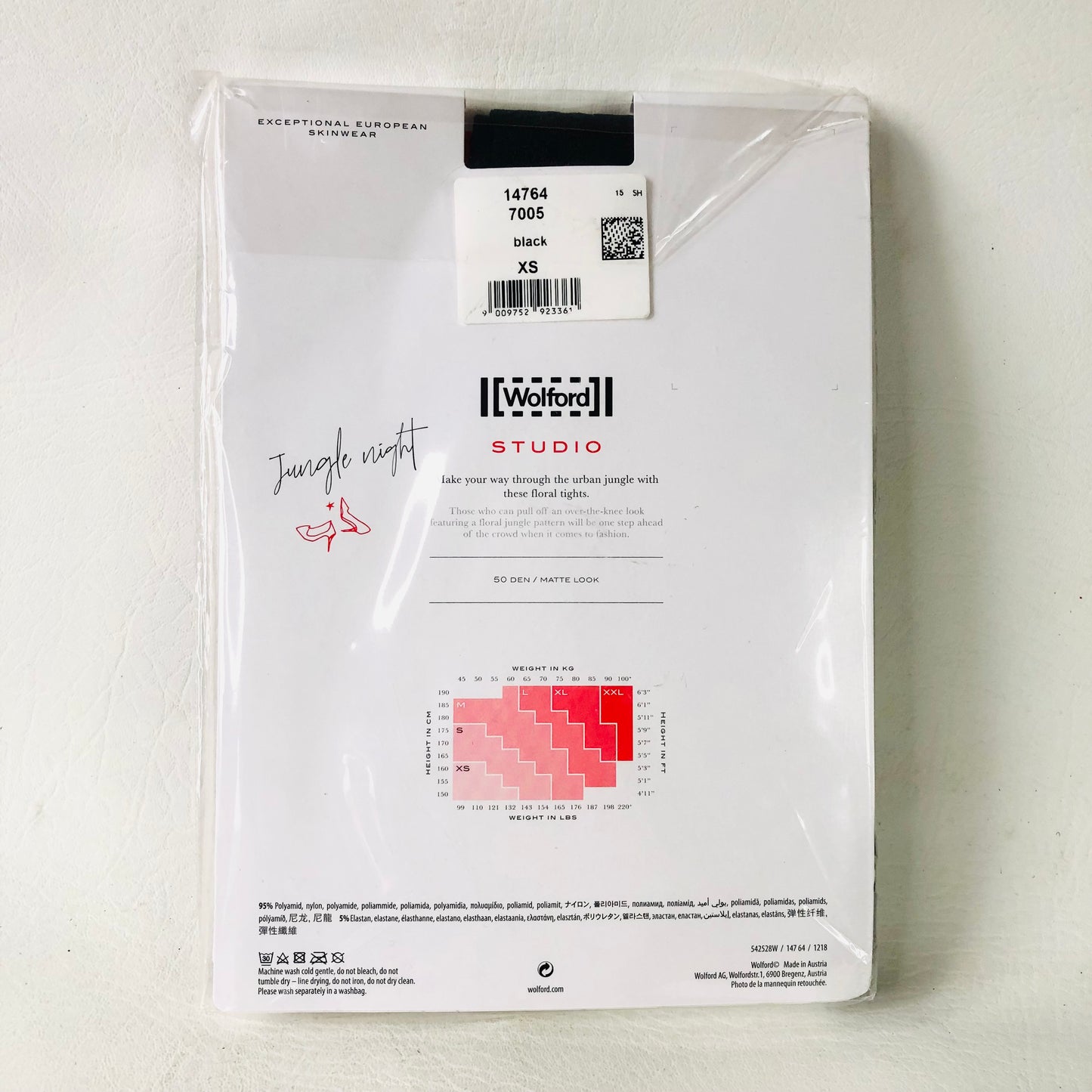 Wolford Studio Jungle Night Black floral Tights Extra Small NEW