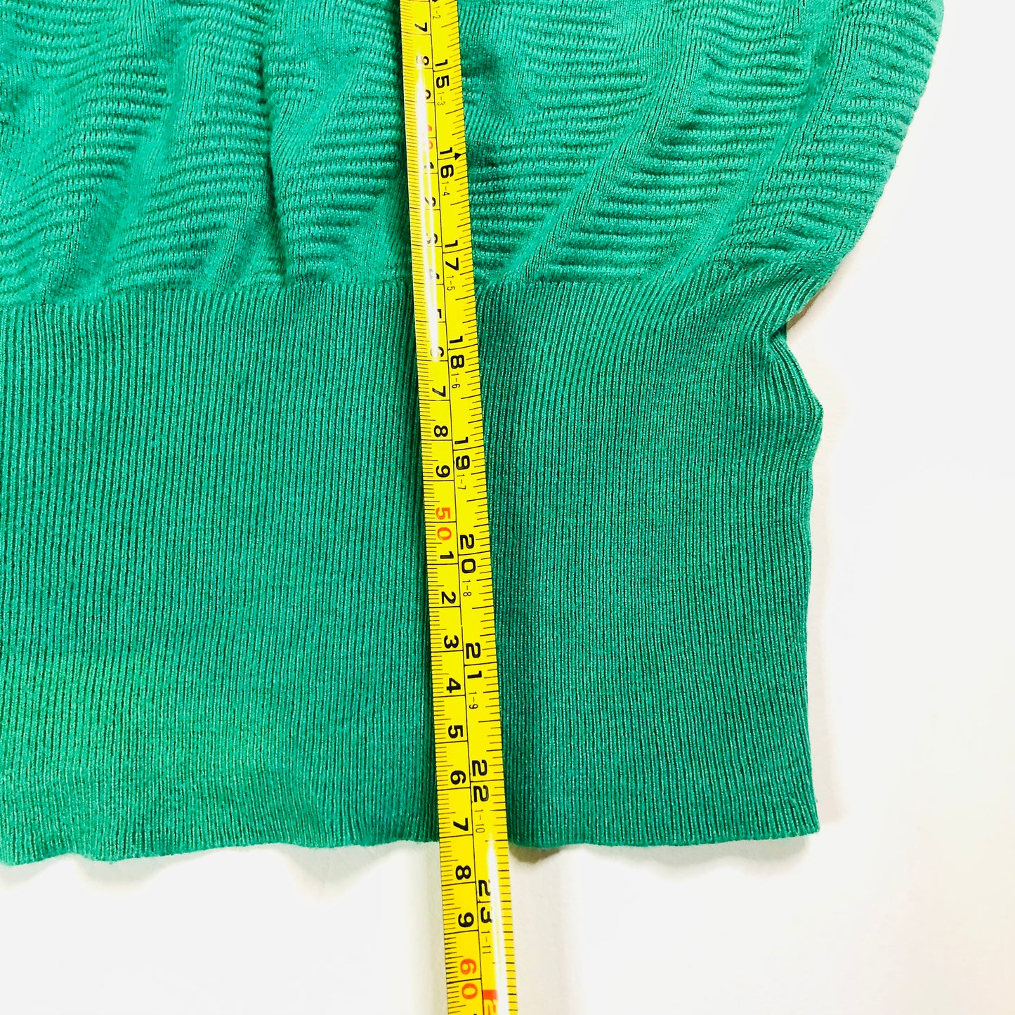Marks & Spencer Green Textured Crew Neck Blouson Sleeve Jumper Size XL (16)