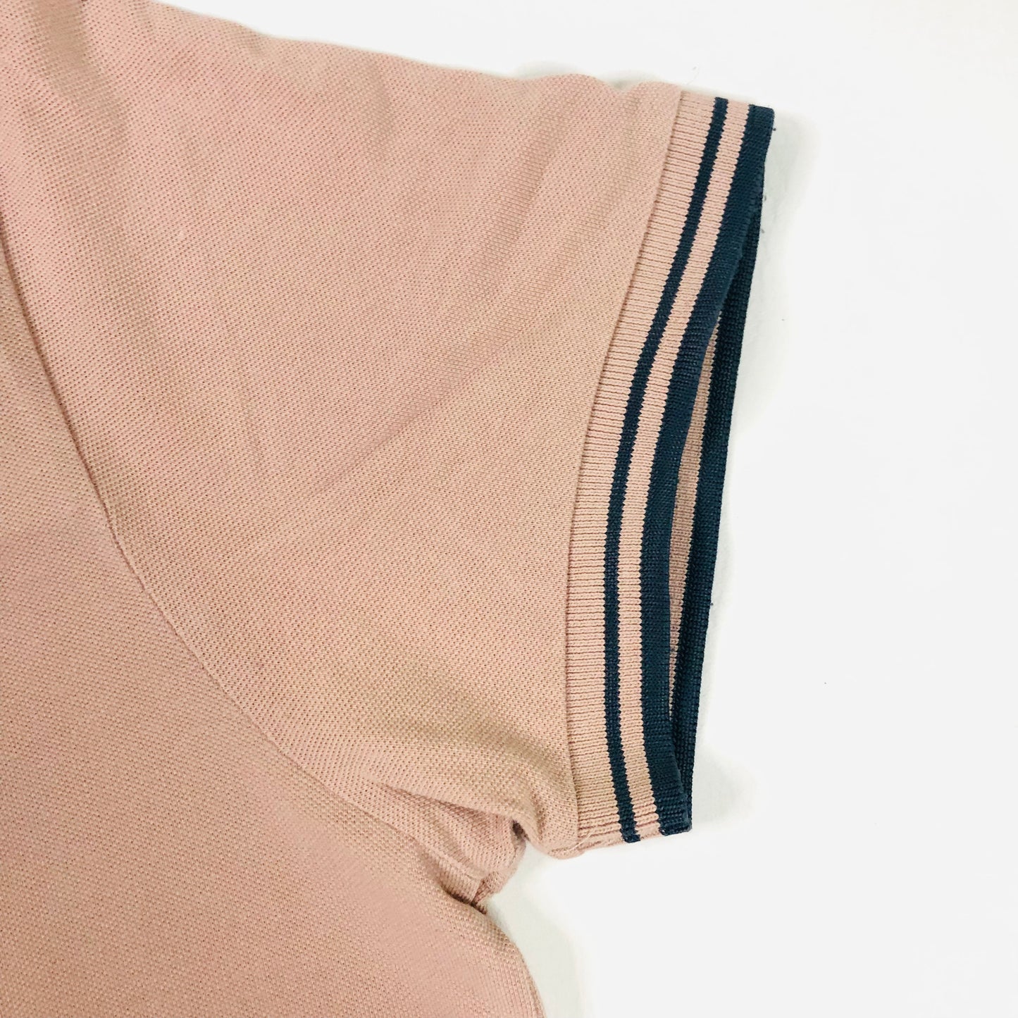 Lambretta 47 Tipped Pique Short Sleeve Cotton Polo Shirt Salmon Pink Size Large