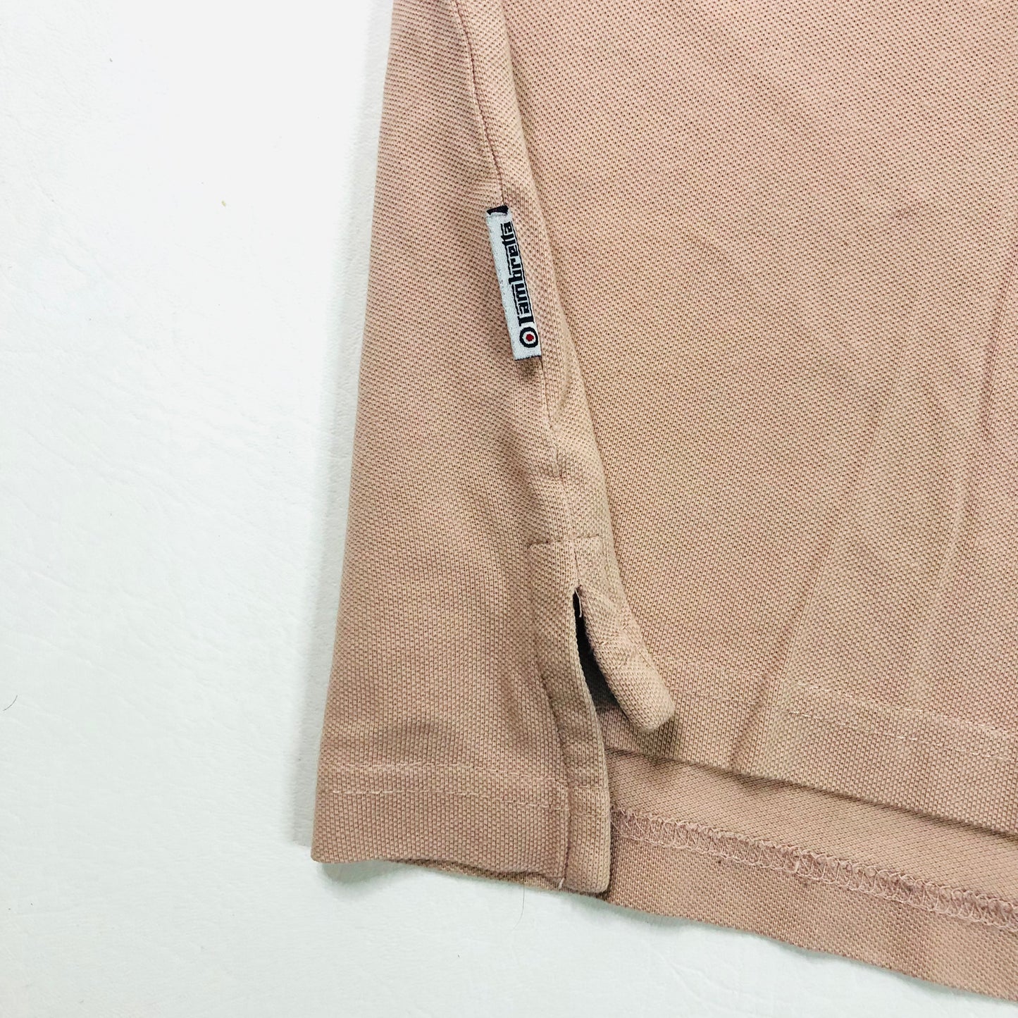 Lambretta 47 Tipped Pique Short Sleeve Cotton Polo Shirt Salmon Pink Size Large