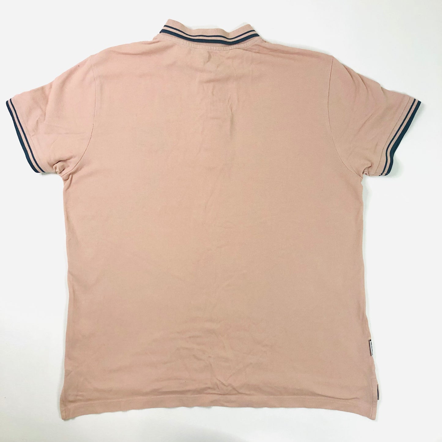 Lambretta 47 Tipped Pique Short Sleeve Cotton Polo Shirt Salmon Pink Size Large