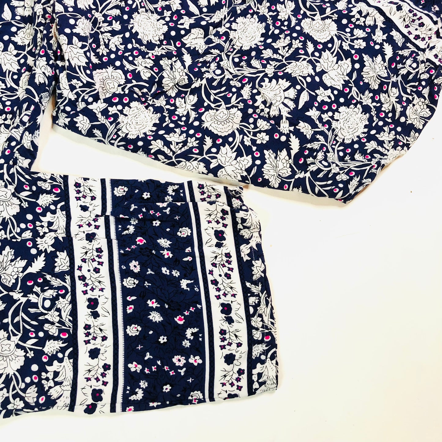 Joe Browns Navy Blue White Floral Casual Lightweight Summer Trousers Size 12/14