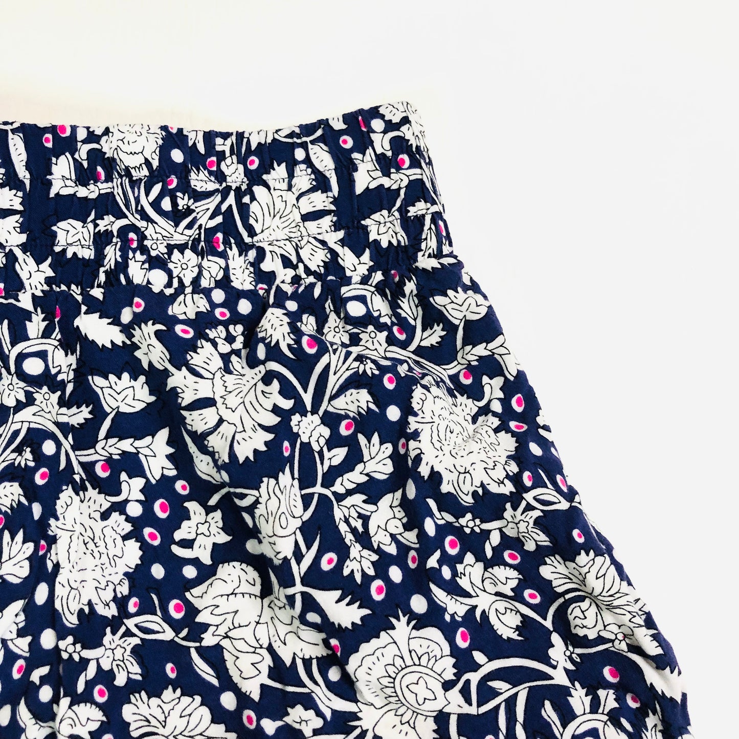 Joe Browns Navy Blue White Floral Casual Lightweight Summer Trousers Size 12/14