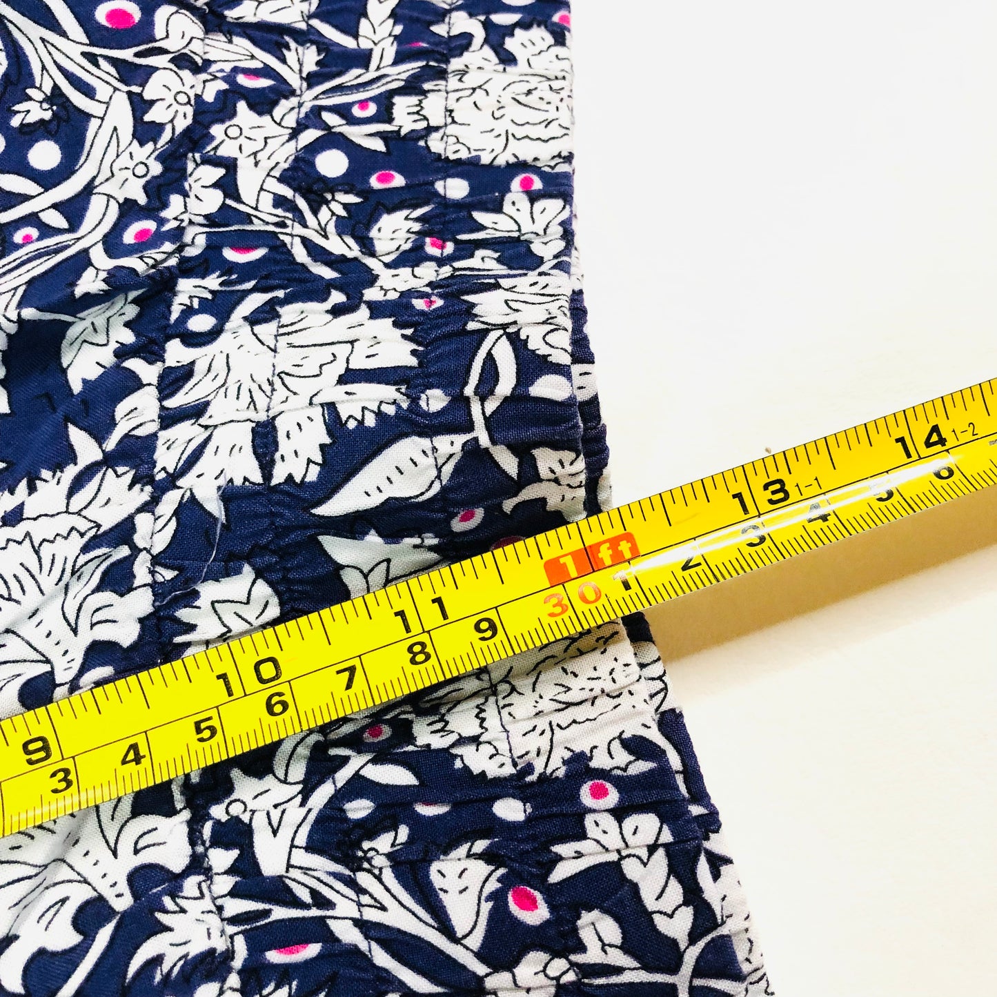 Joe Browns Navy Blue White Floral Casual Lightweight Summer Trousers Size 12/14