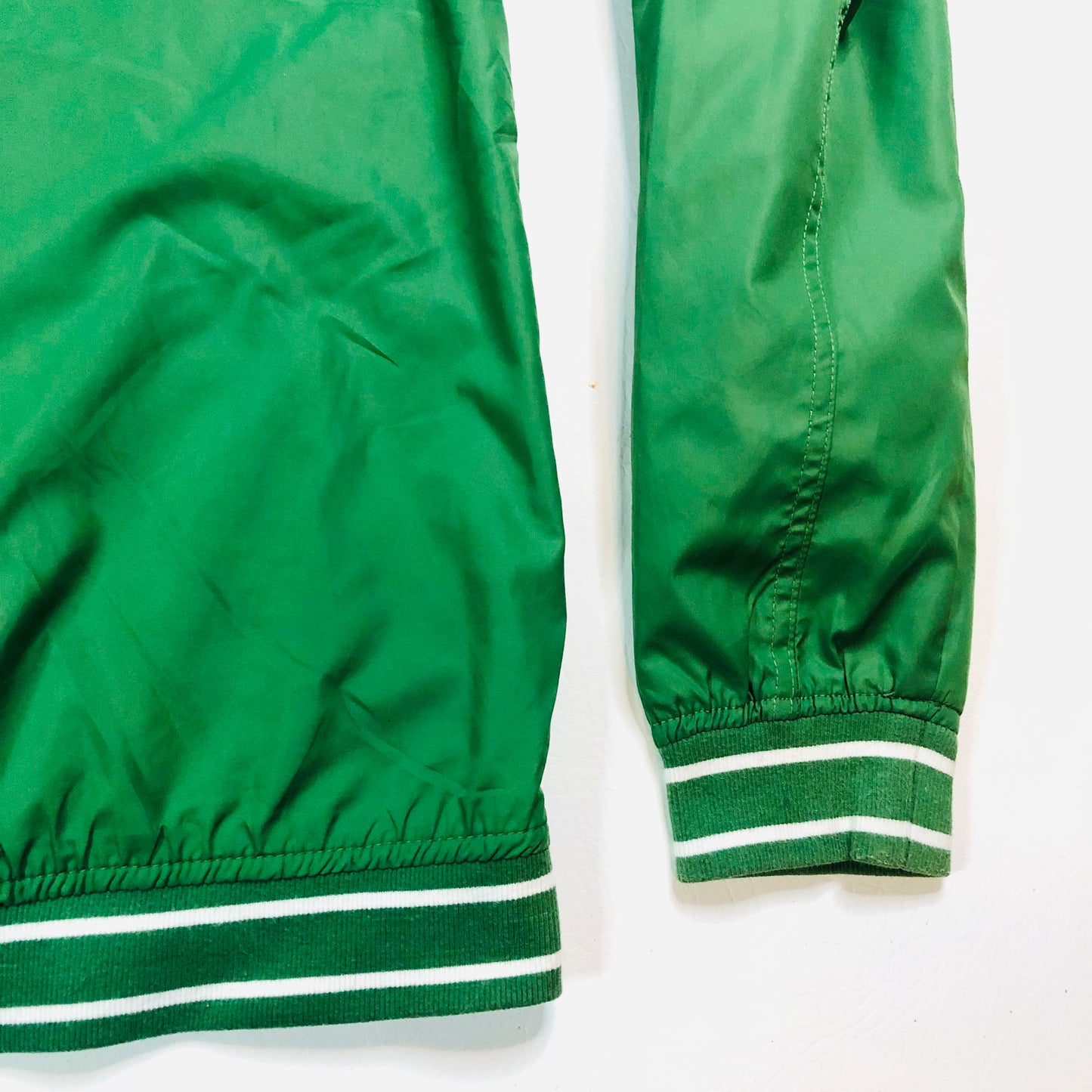 Livergy Green Windbreaker Zip-Up Hoodie Jacket with Stripe Trim Size 40 (Large)