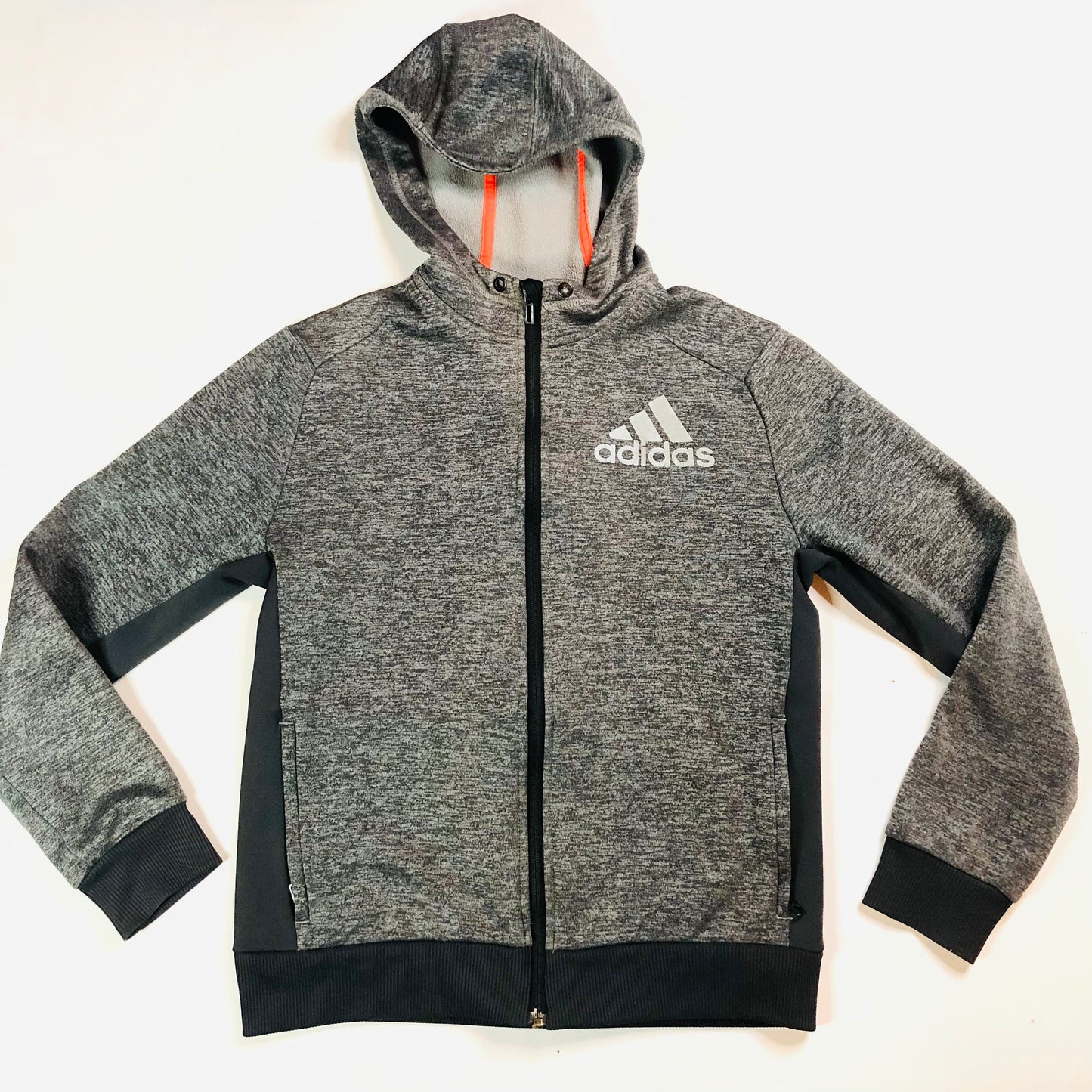 Adidas Prime Plus Graphic Zip Hoodie Jacket Grey Colourblock Age 11-13 Years