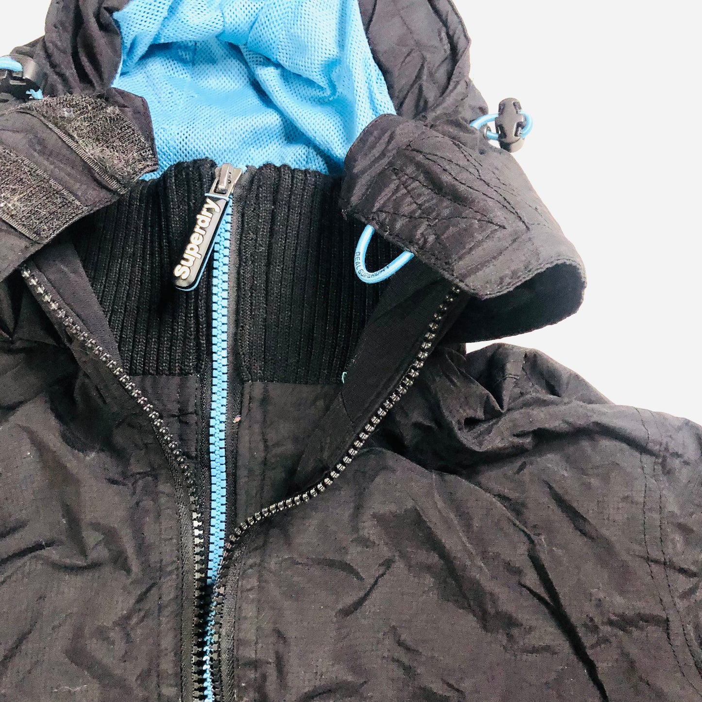 Superdry women's Black Pop Zip Wind Cagoule Jacket Size Small (UK 8)