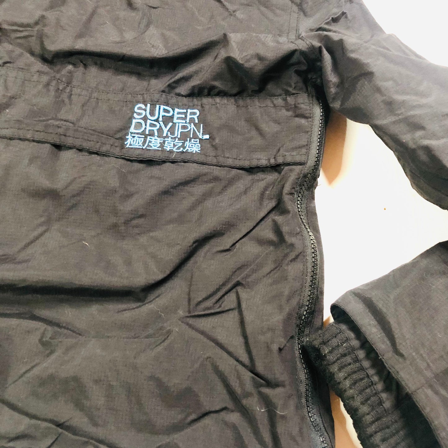 Superdry women's Black Pop Zip Wind Cagoule Jacket Size Small (UK 8)