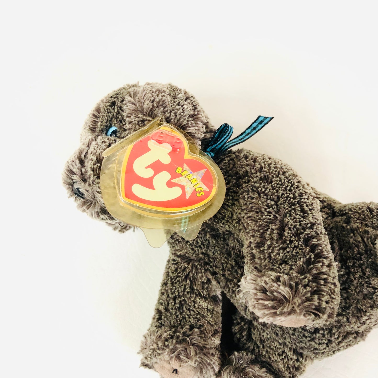 TY Beanie Babies Frisbee The Gray Dog Stuffed Toy Plush With Tag Retro 2001 6”
