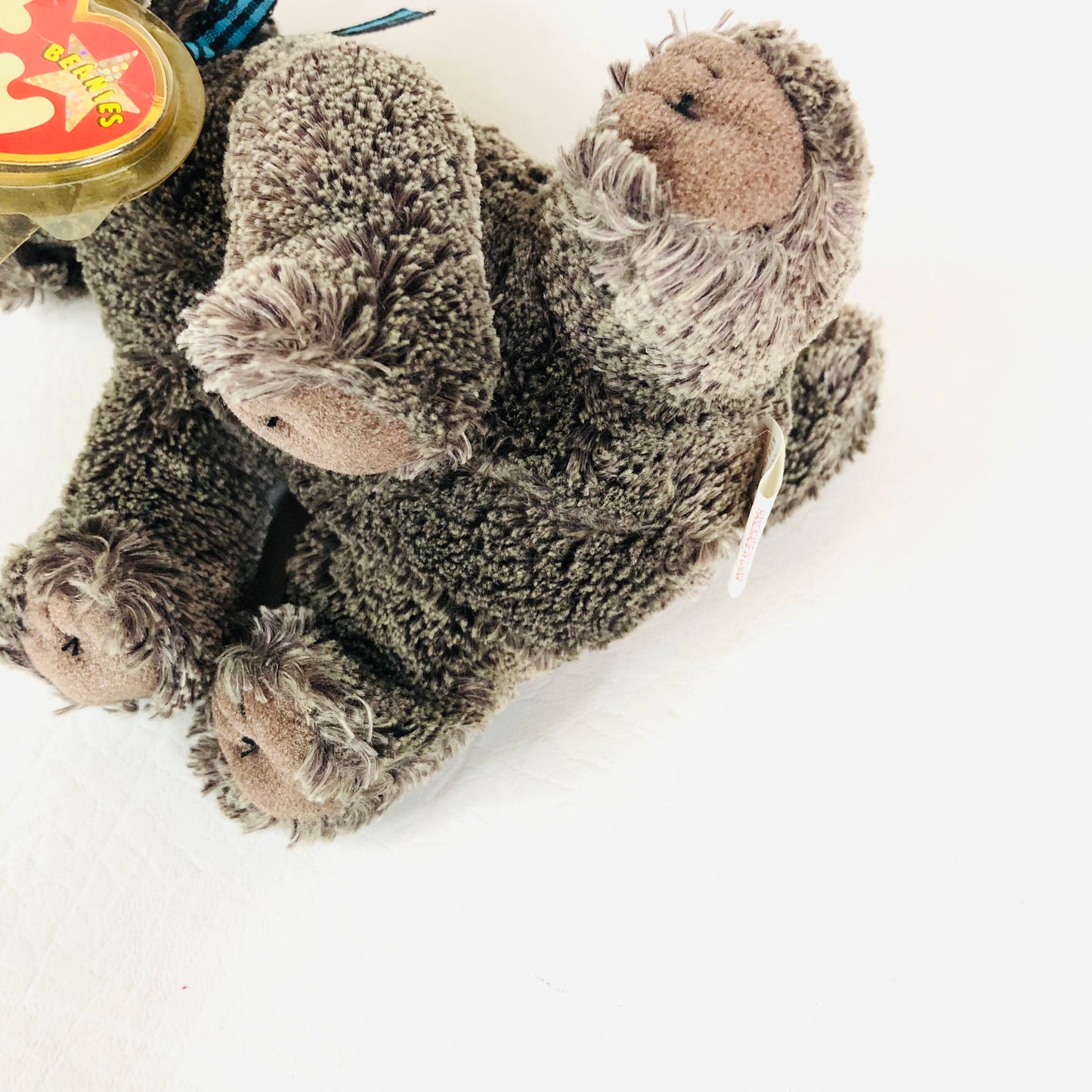 TY Beanie Babies Frisbee The Gray Dog Stuffed Toy Plush With Tag Retro 2001 6”