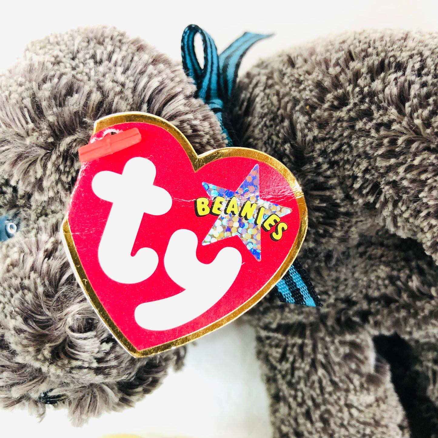 TY Beanie Babies Frisbee The Gray Dog Stuffed Toy Plush With Tag Retro 2001 6”