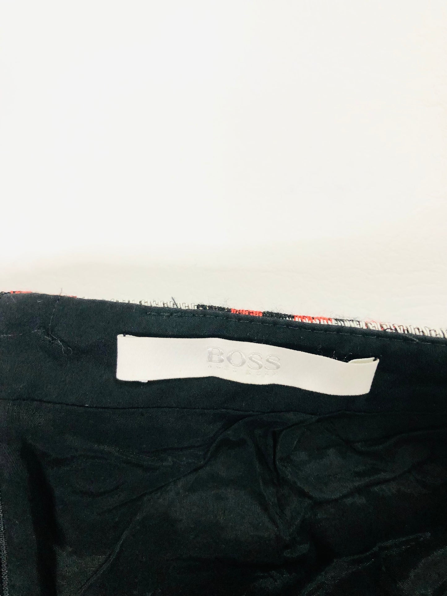 Hugo Boss Maluka Colour Block Stripe Orange & Black Wool Blend Skirt Size UK 4