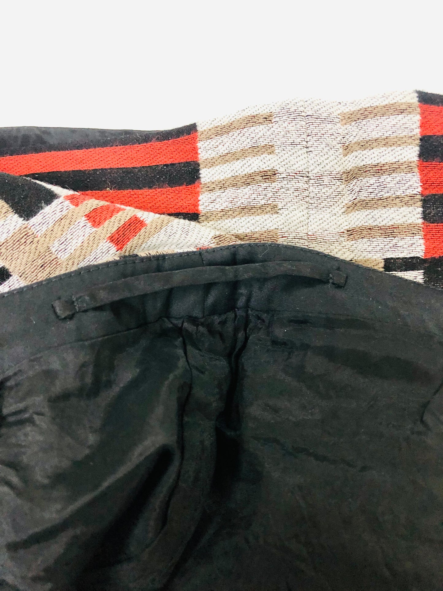 Hugo Boss Maluka Colour Block Stripe Orange & Black Wool Blend Skirt Size UK 4