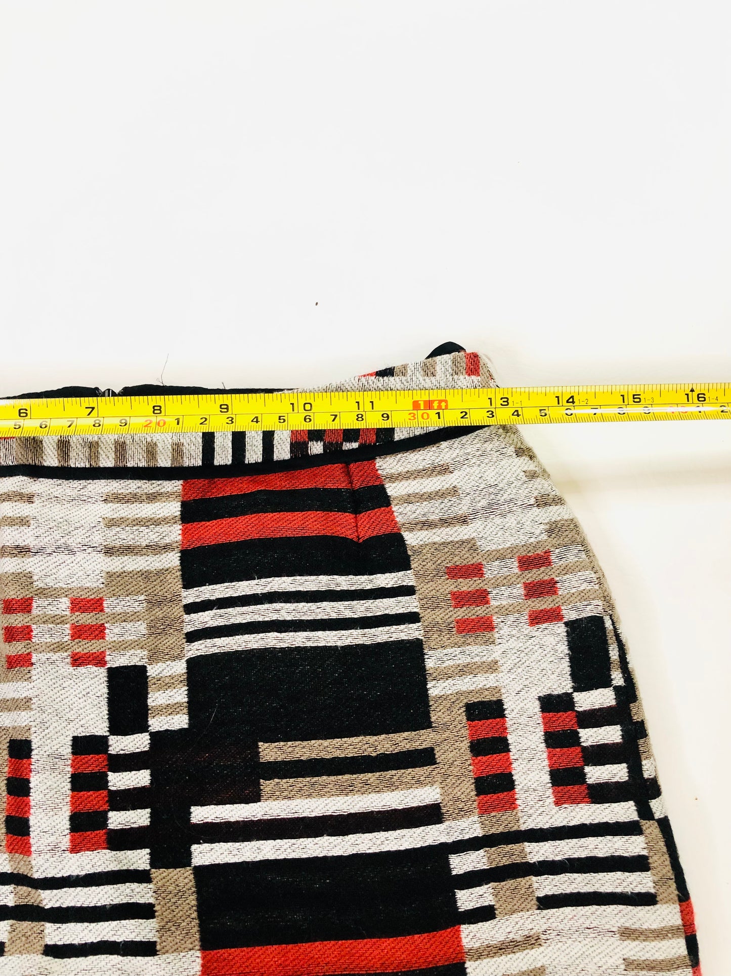 Hugo Boss Maluka Colour Block Stripe Orange & Black Wool Blend Skirt Size UK 4