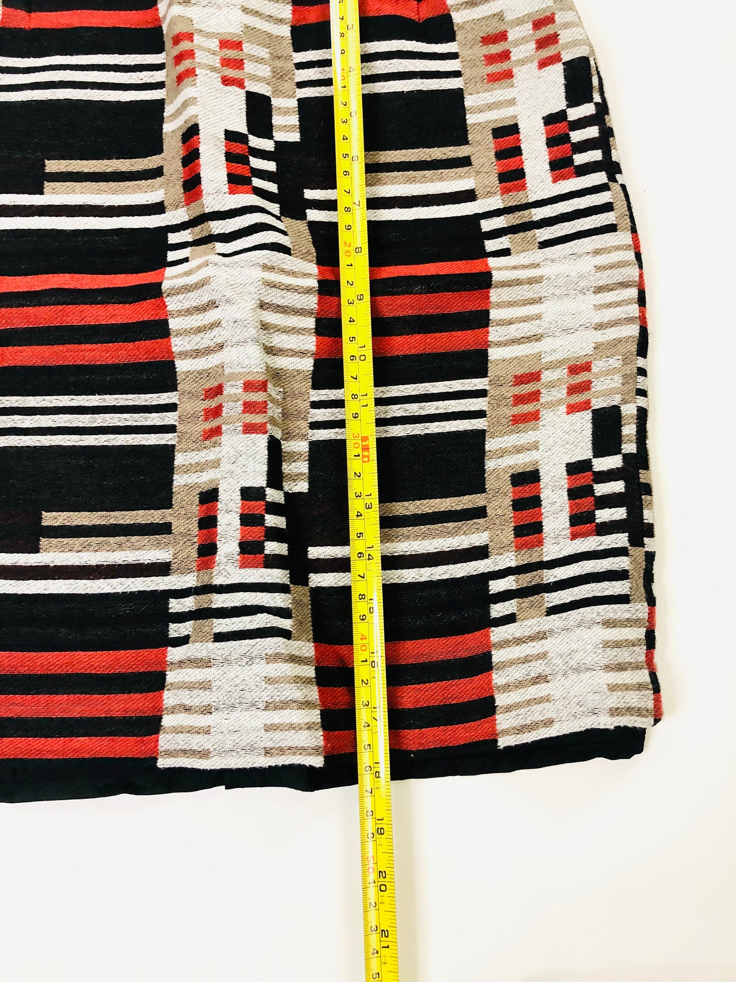 Hugo Boss Maluka Colour Block Stripe Orange & Black Wool Blend Skirt Size UK 4
