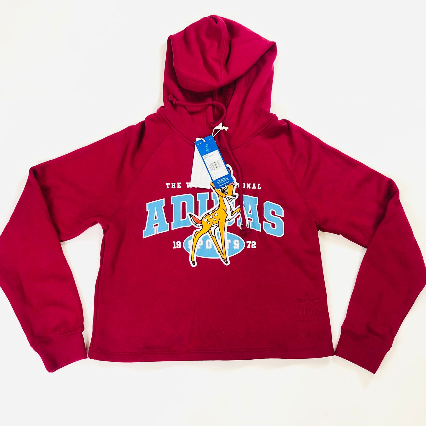 Adidas Originals X Disney Bambi Hoodie Sweatshirt Cropped HE6875 Burgundy Size 6
