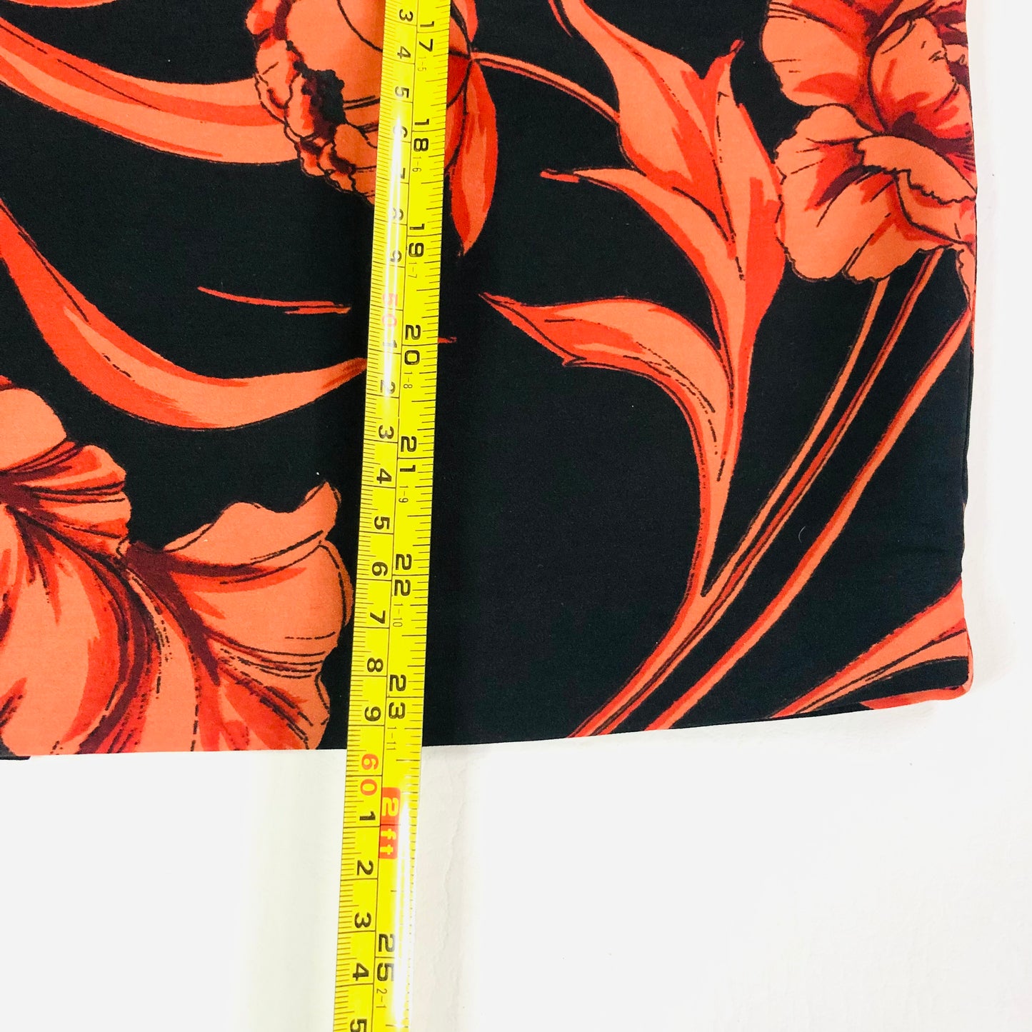 Per Una Orange & Black Lightweight Silky Satin Pencil Wiggle Straight Skirt Size 12