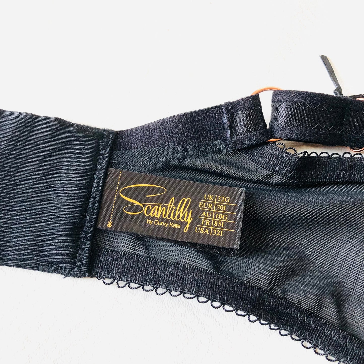 Scantilly By Curvy Kate Black Gold Unchained Plunge Underwired Bra Size 32G NEW