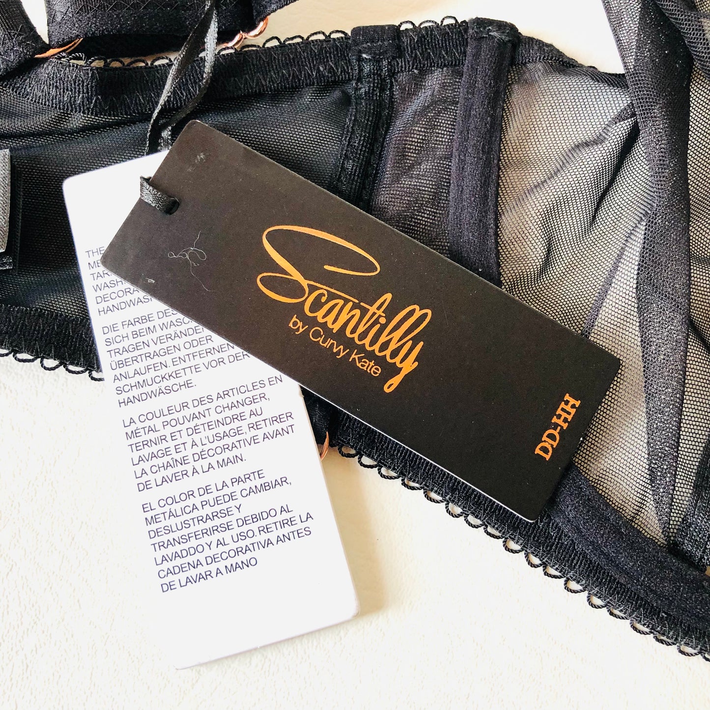 Scantilly By Curvy Kate Black Gold Unchained Plunge Underwired Bra Size 32G NEW
