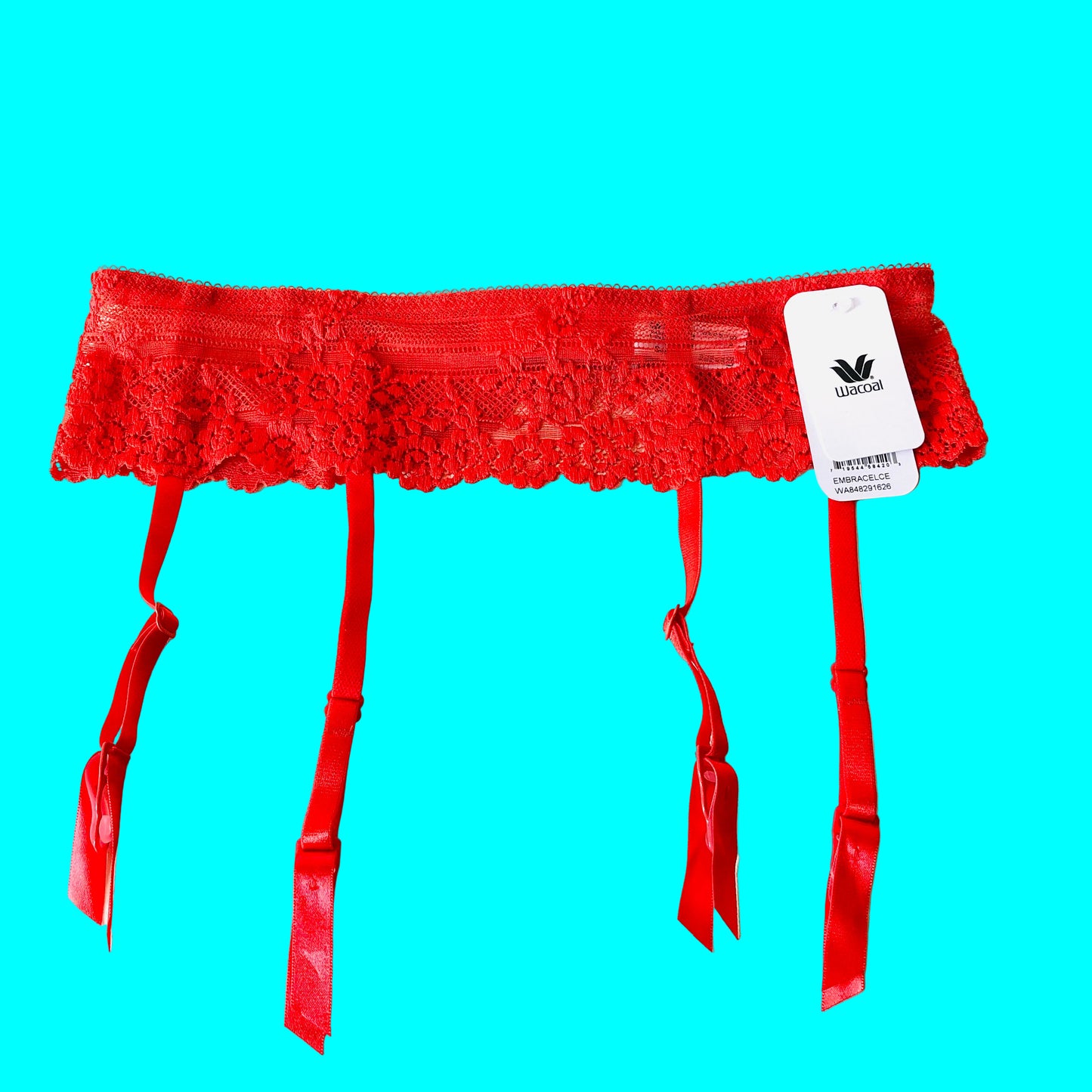 Wacoal Embrace Lace Equestrian Red Suspender Belt Waspie Size Small Petite NEW