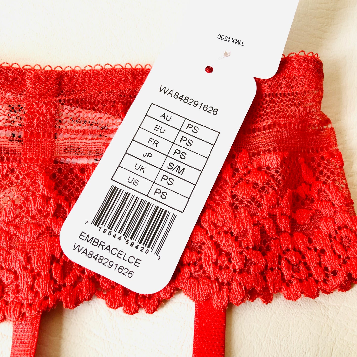 Wacoal Embrace Lace Equestrian Red Suspender Belt Waspie Size Small Petite NEW