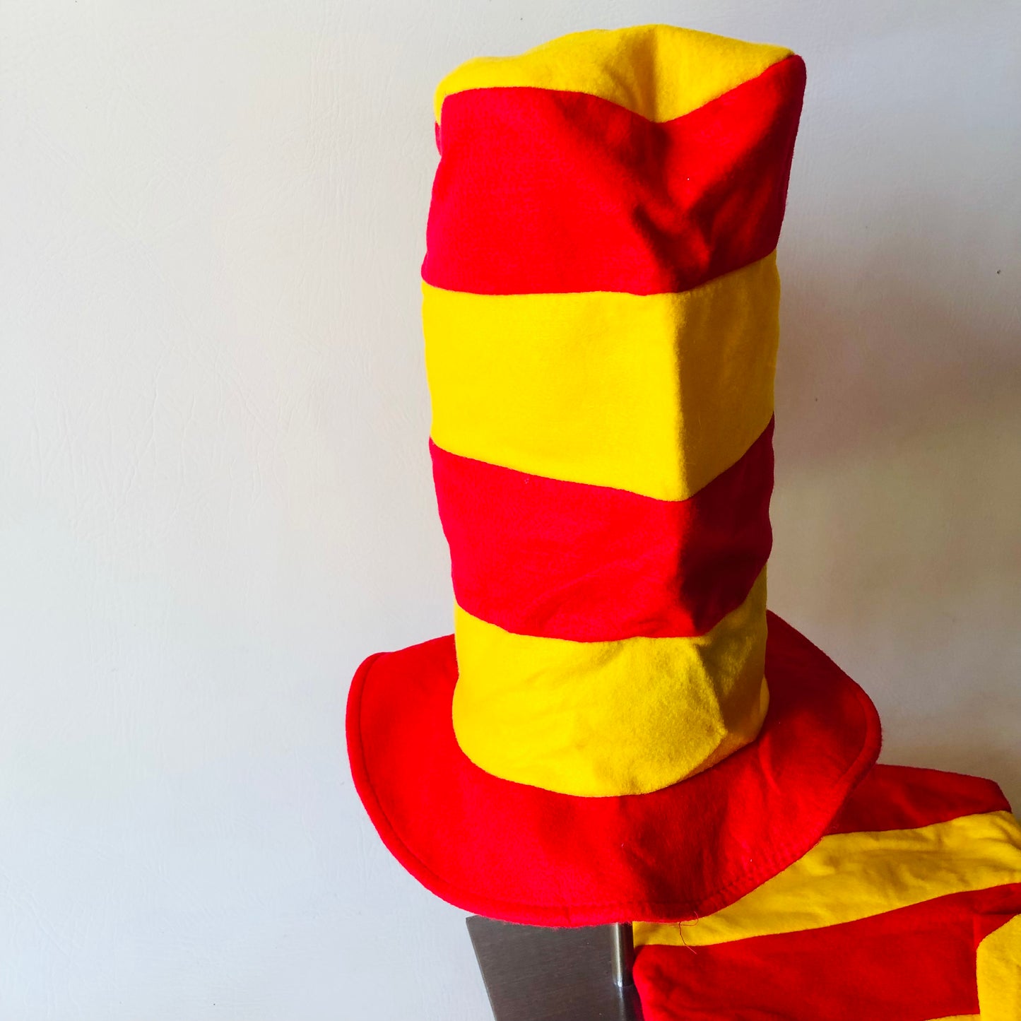 2x Yellow & Red Tall Fancy Dress Felt Nonwoven Extra Tall Top Hats Lightweight