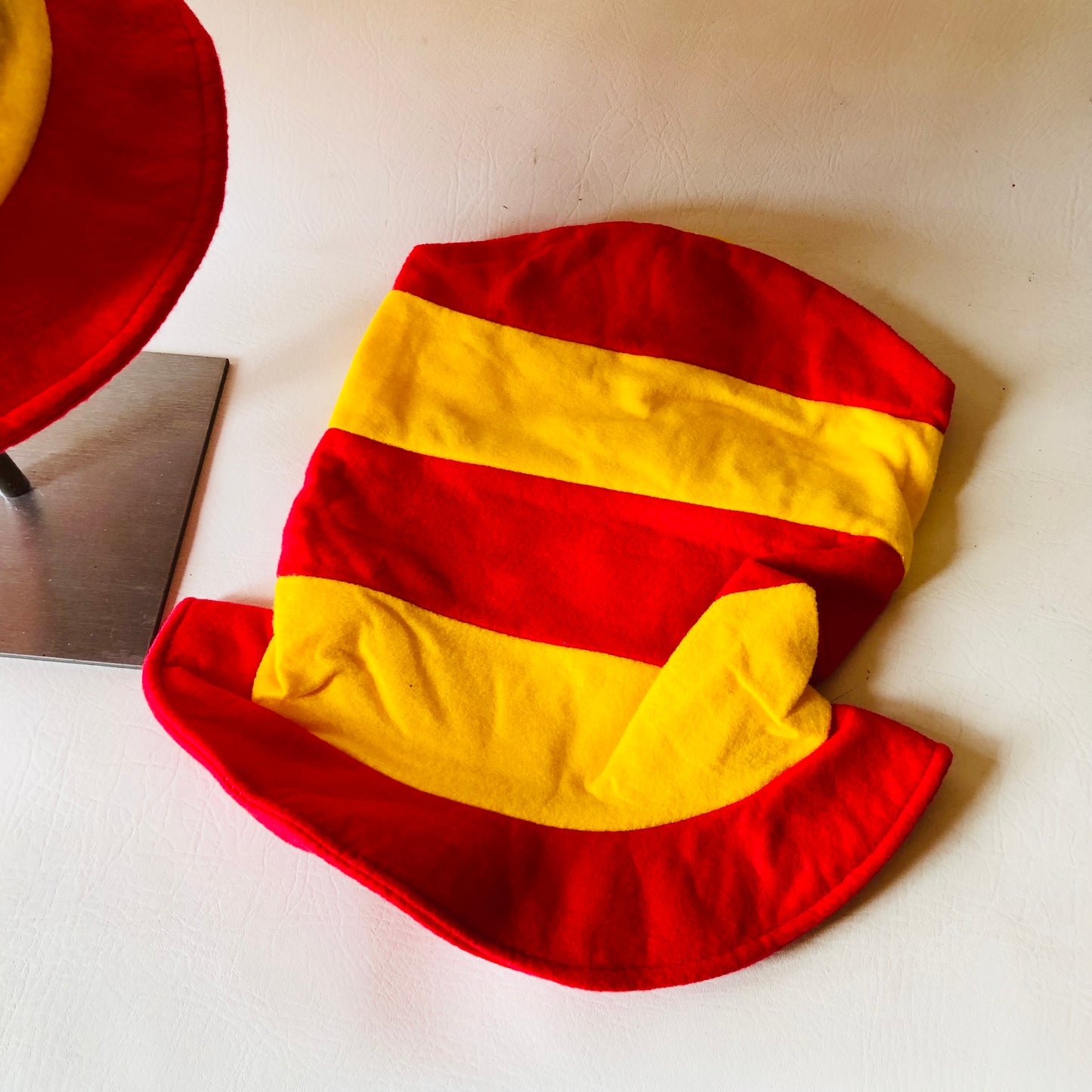 2x Yellow & Red Tall Fancy Dress Felt Nonwoven Extra Tall Top Hats Lightweight