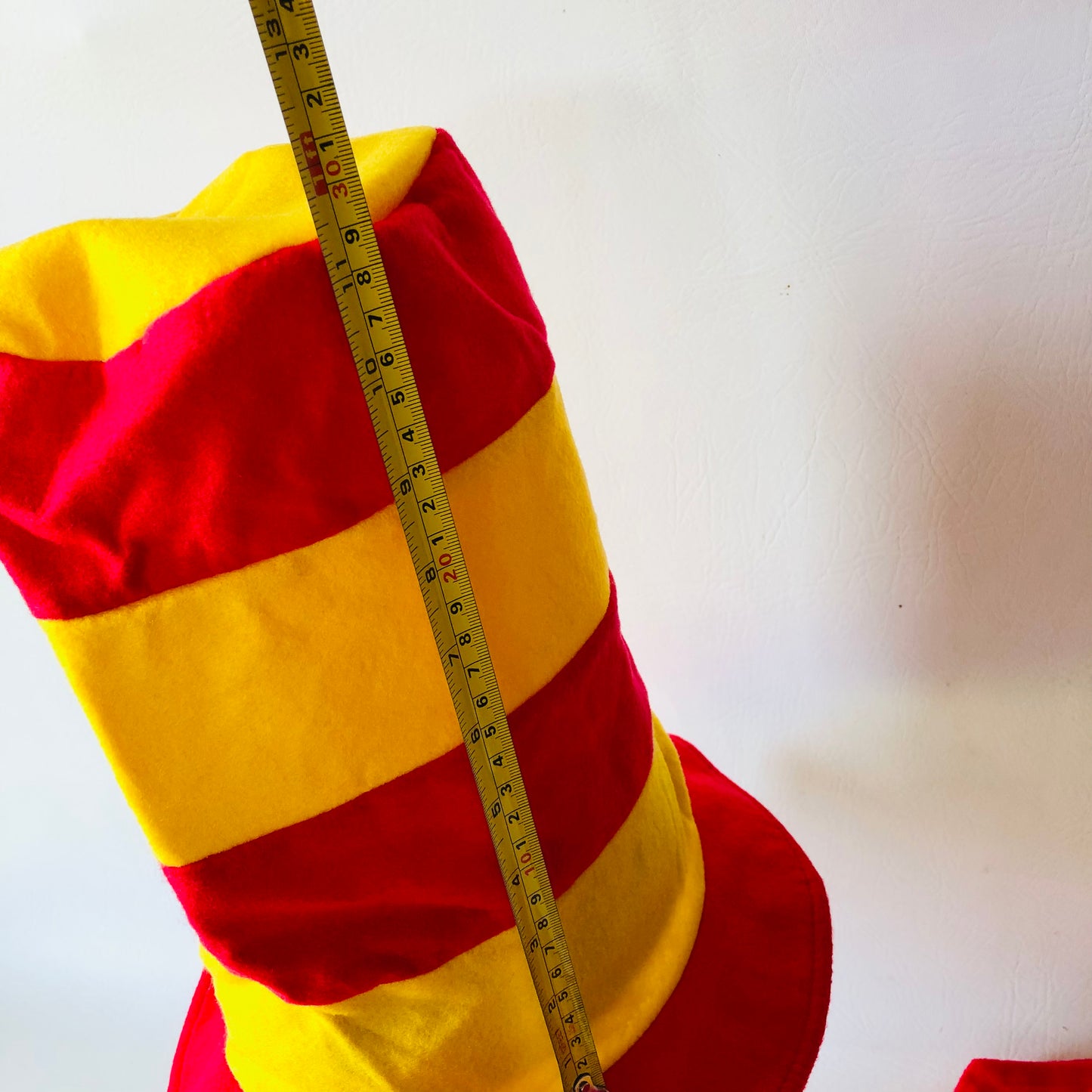 2x Yellow & Red Tall Fancy Dress Felt Nonwoven Extra Tall Top Hats Lightweight