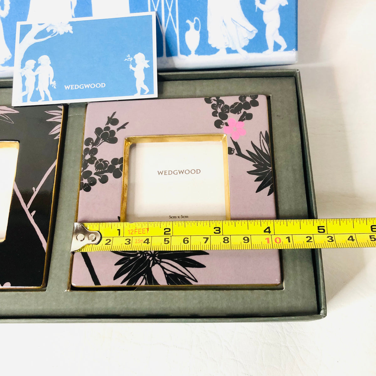 Wedgwood Boxed Set 2x Prunus Lilac & Black Square Photo Frames NEW