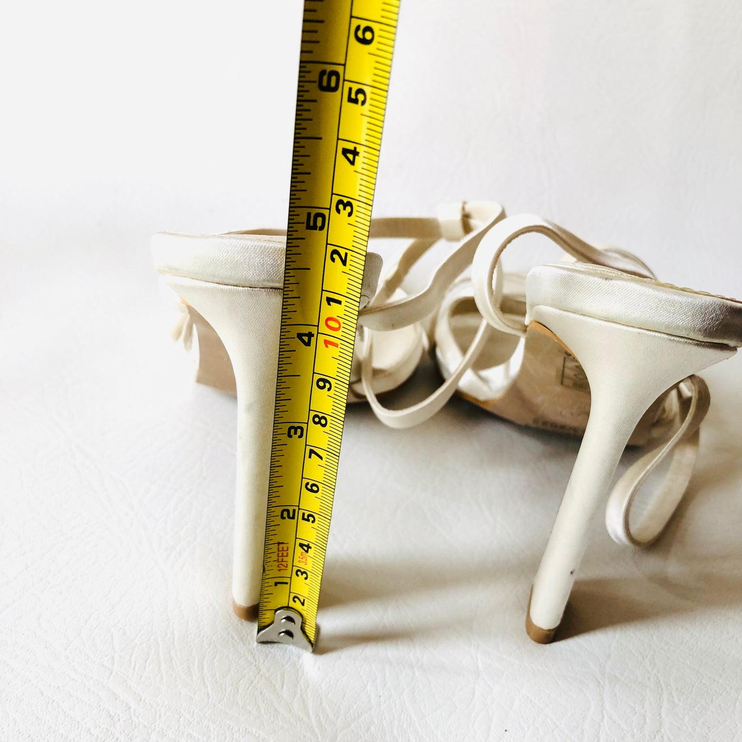 Pretty Little Thing Ivory White Bridal Pointed Strappy Diamanté Buckle Heel Sandals 5 NEW