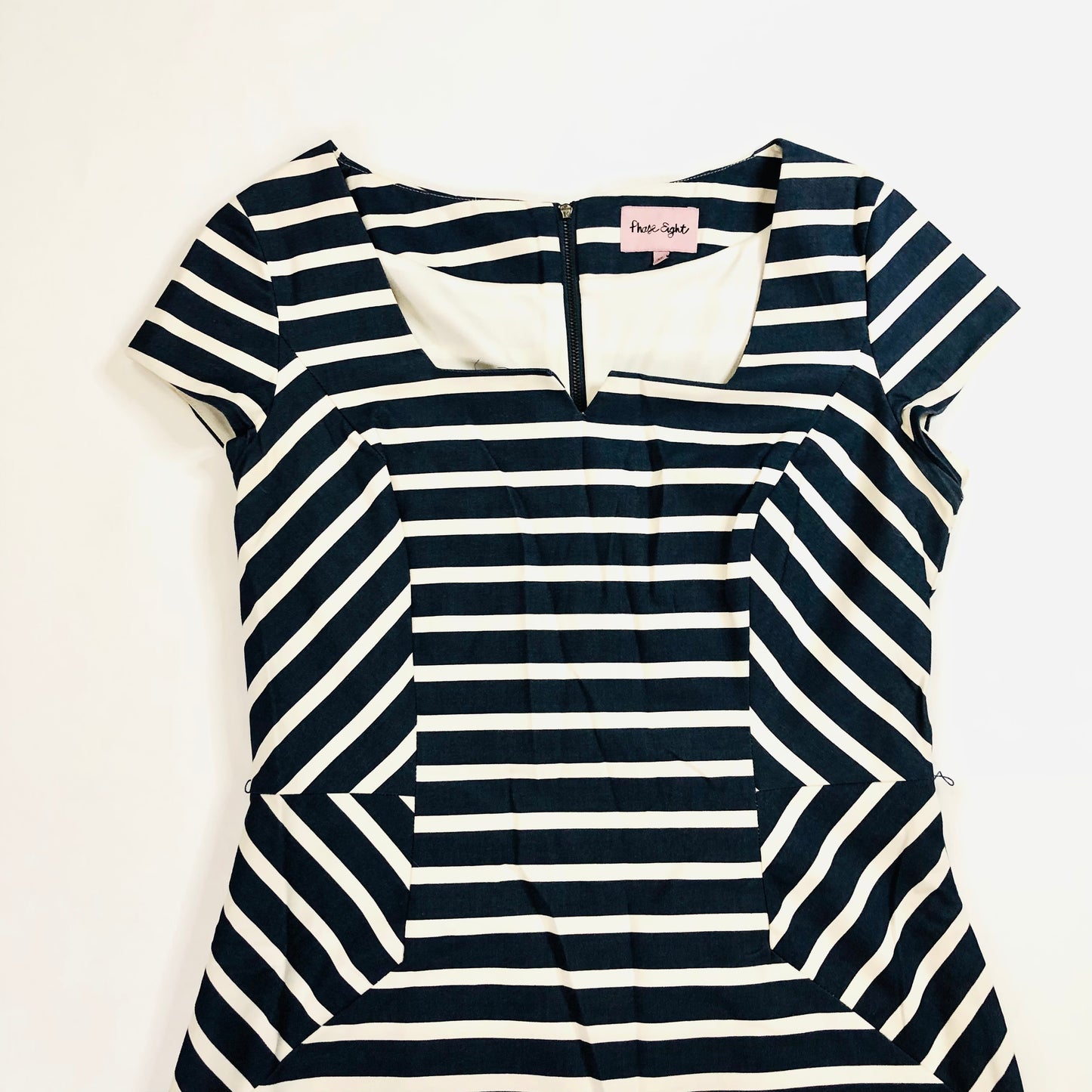 Phase Eight Blue & White Striped Nautical Pencil Wiggle Dress Size 14 Cotton