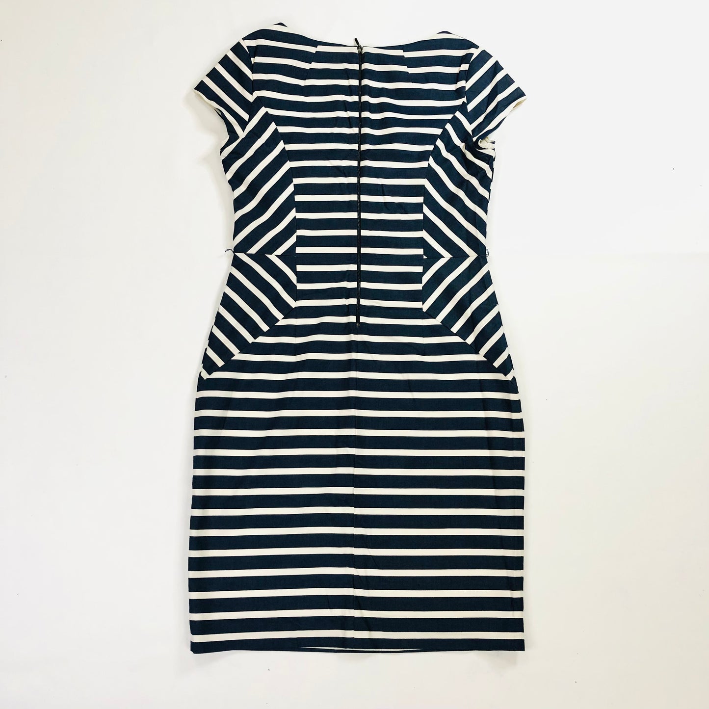 Phase Eight Blue & White Striped Nautical Pencil Wiggle Dress Size 14 Cotton