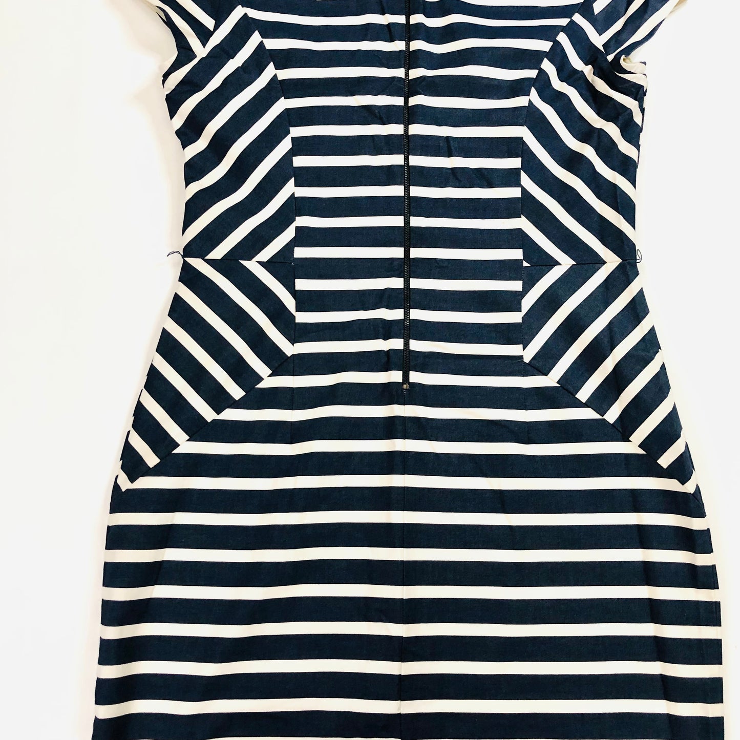 Phase Eight Blue & White Striped Nautical Pencil Wiggle Dress Size 14 Cotton