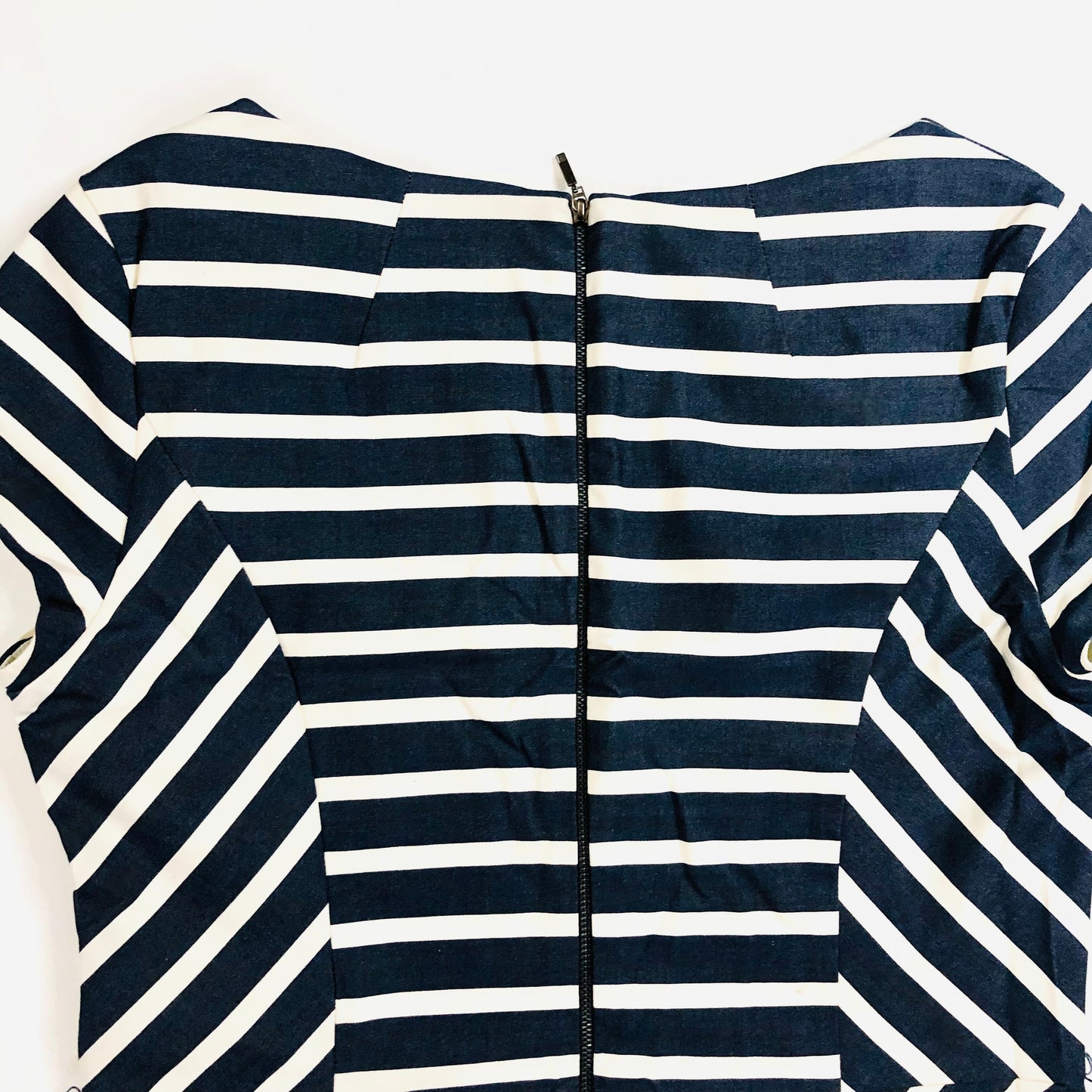 Phase Eight Blue & White Striped Nautical Pencil Wiggle Dress Size 14 Cotton