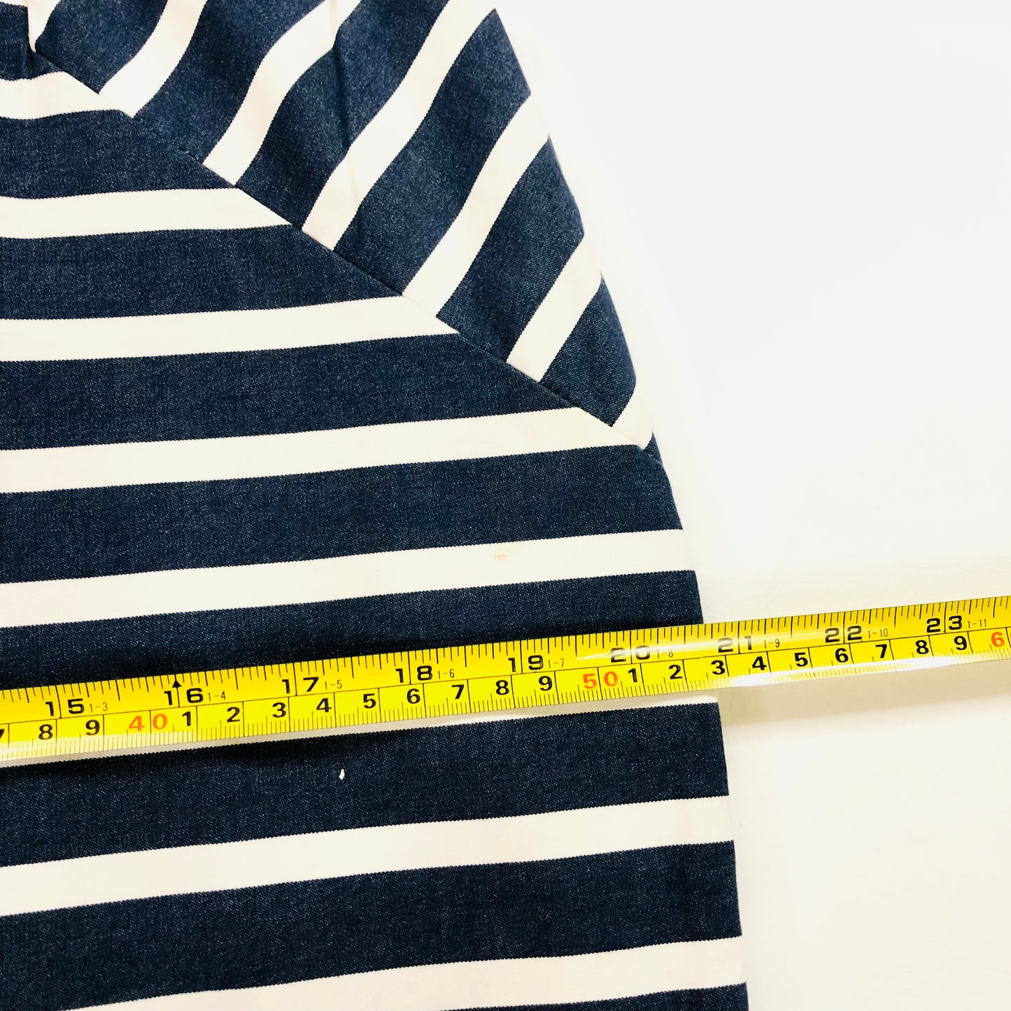 Phase Eight Blue & White Striped Nautical Pencil Wiggle Dress Size 14 Cotton