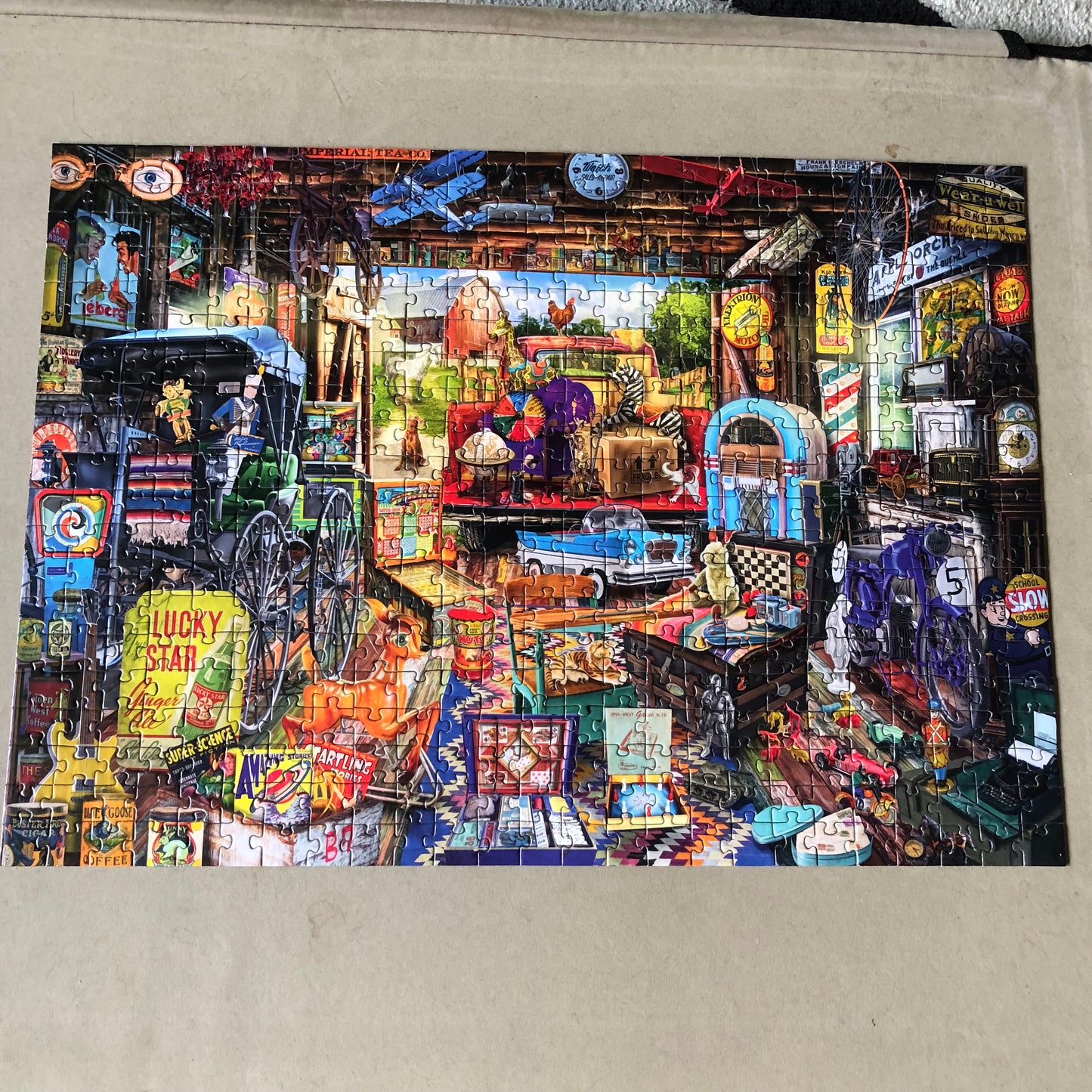 Corner Piece Garage Treasures Jigsaw Puzzle 500 Pieces - Complete