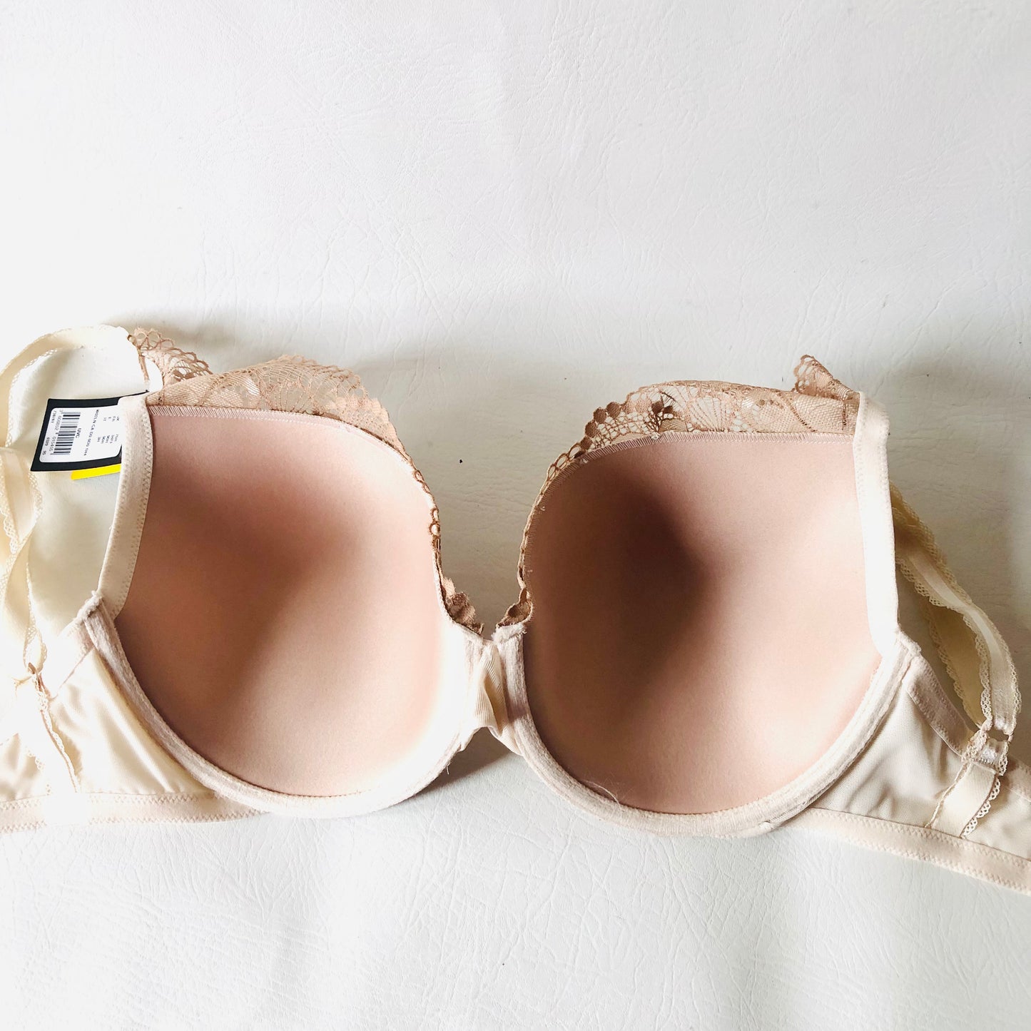 Wonderbra Refined Glamour Ivory Cloud (Beige) Padded Triangle Push-Up Plunge Bra 34FF NEW