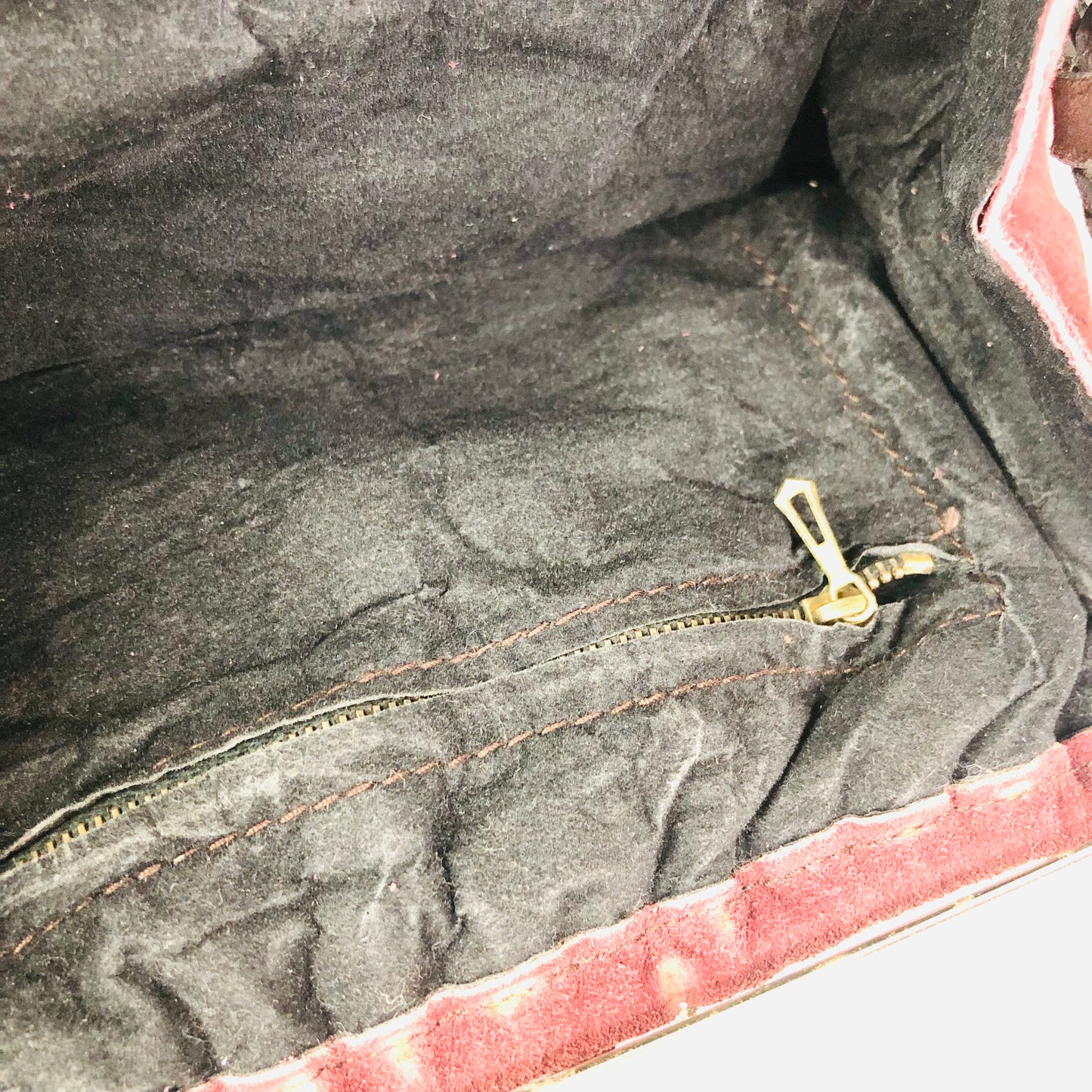 Vintage Burgundy Suede Clutch Bag With Detachable Crossbody Strap