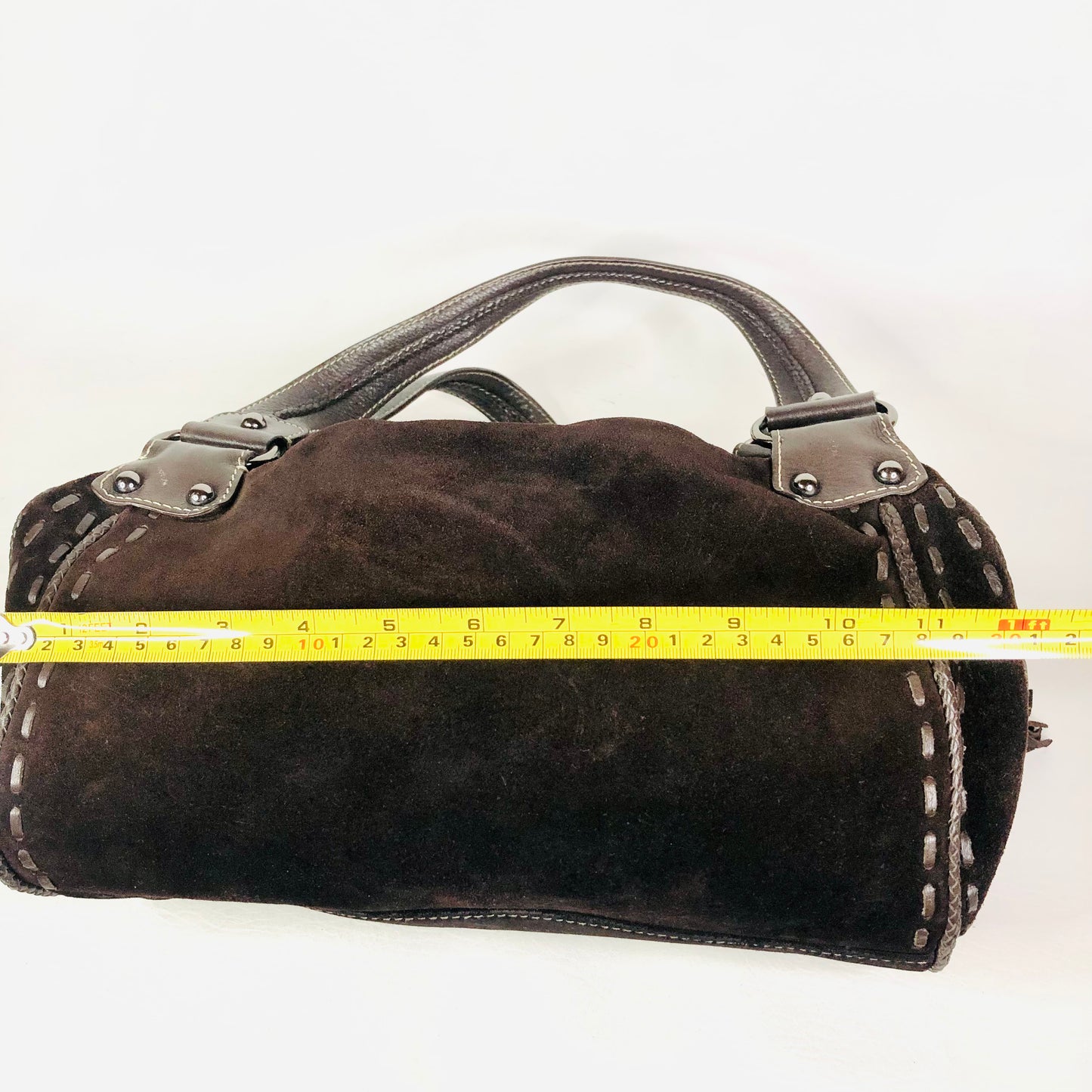Abro Brown Retro Y2K Suede & Leather Slouch Hobo Grab Bag Handbag Designer