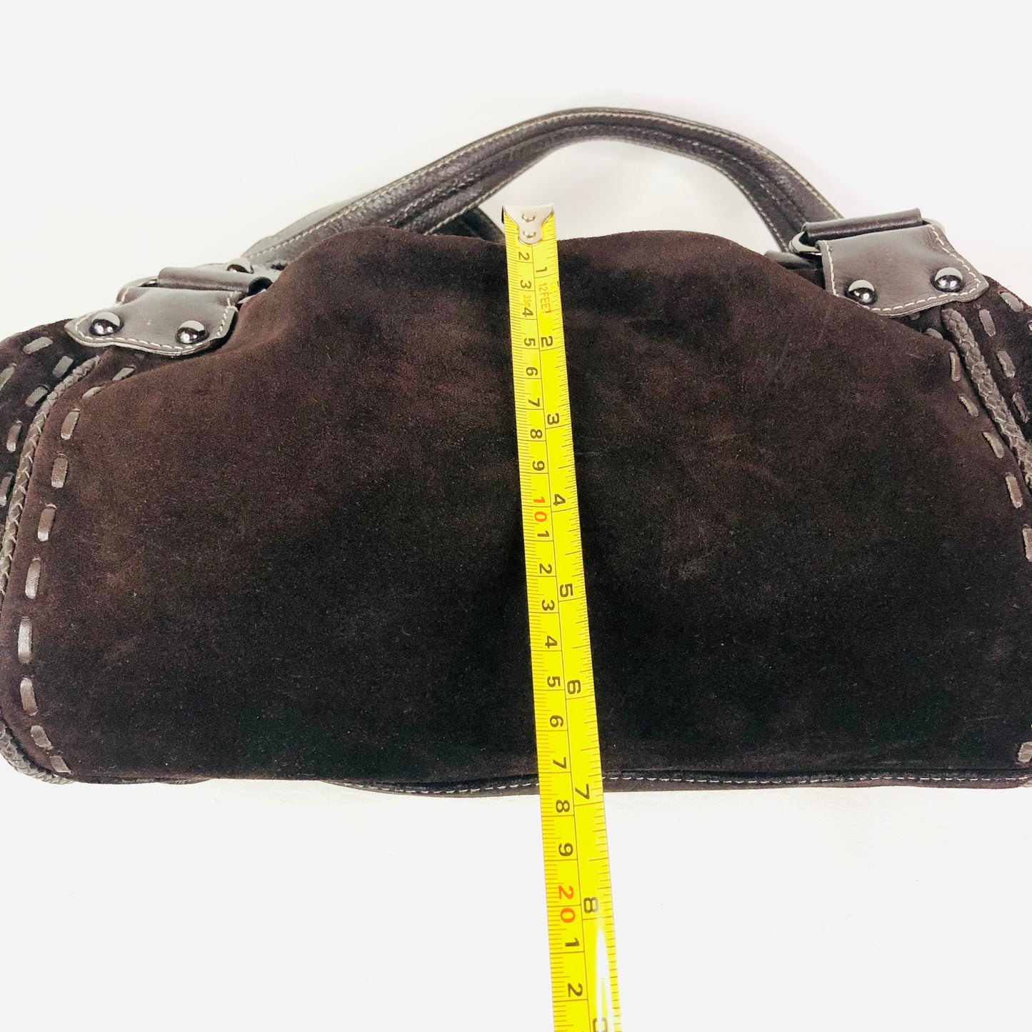 Abro Brown Retro Y2K Suede & Leather Slouch Hobo Grab Bag Handbag Designer